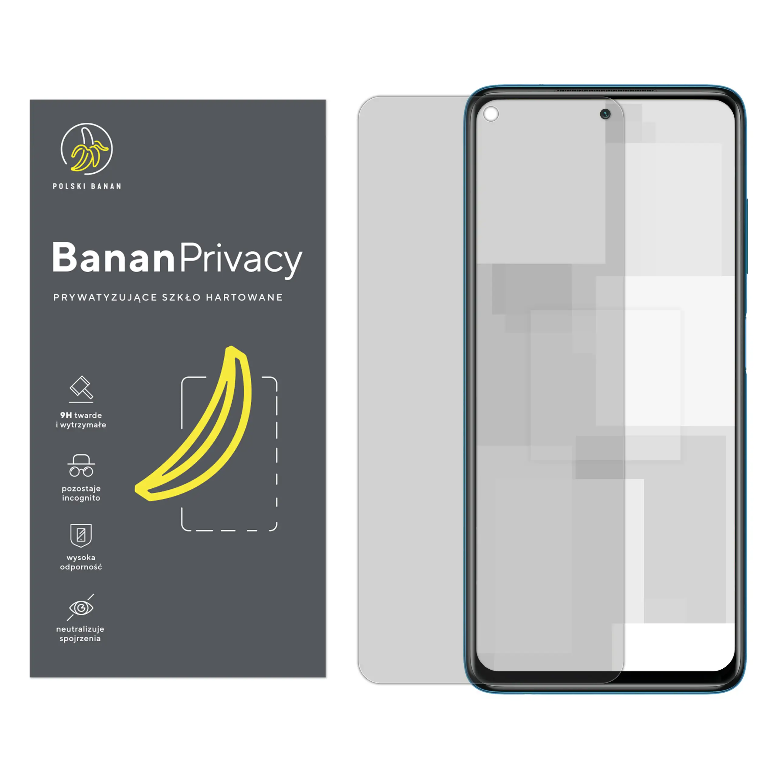 Szkło hartowane prywatyzujące Polski Banan BananPrivacy do Xiaomi POCO X3 NFC