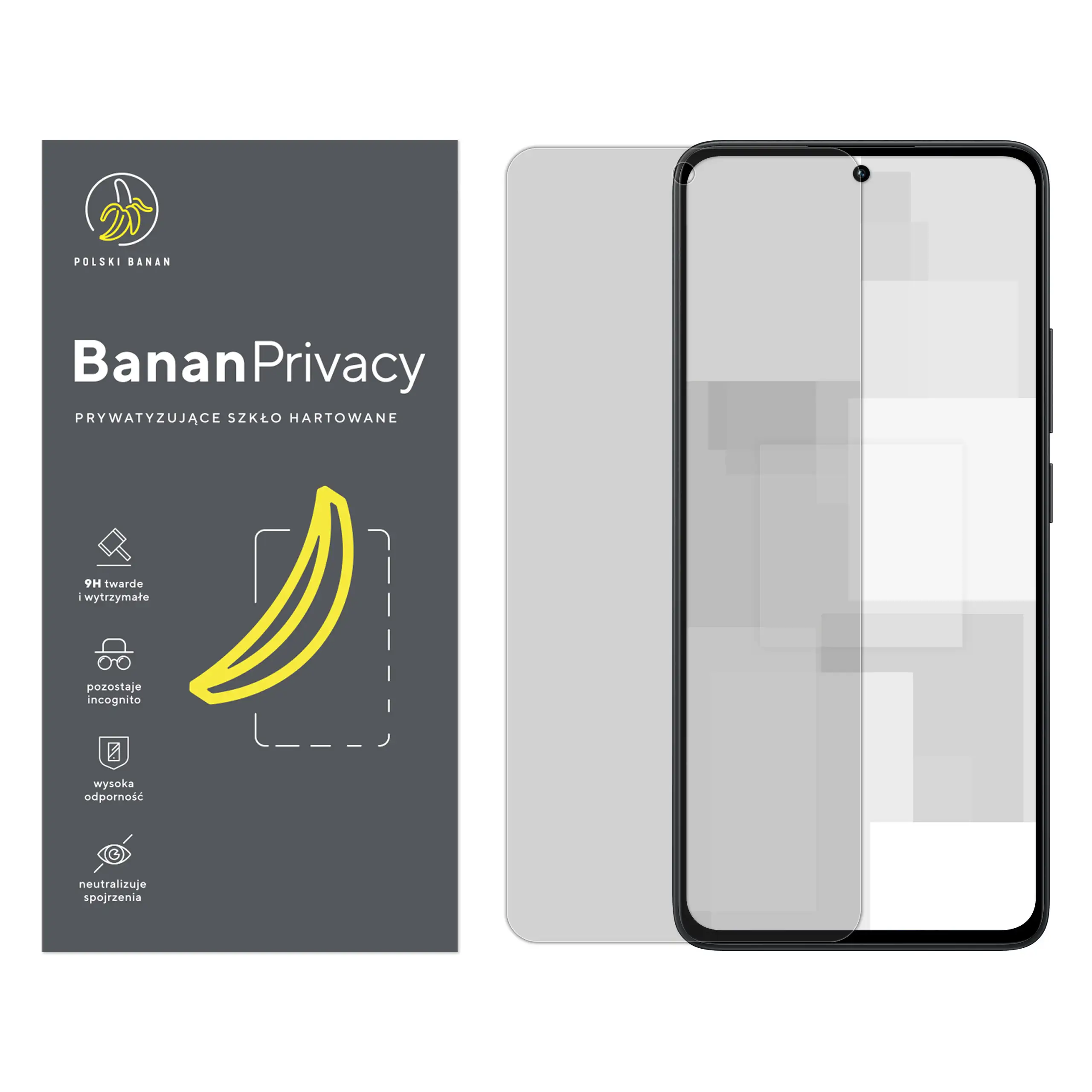 Szkło hartowane prywatyzujące Polski Banan BananPrivacy do Xiaomi Redmi Note 13 4G