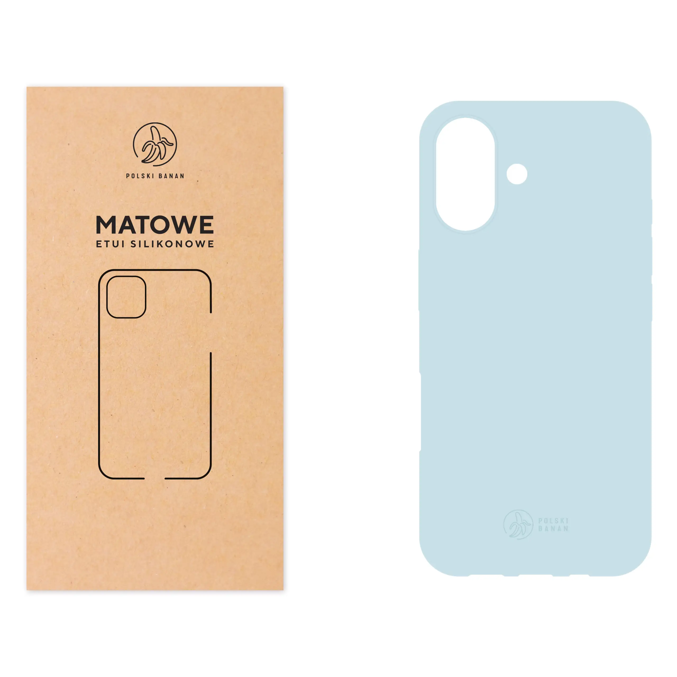 Etui silikonowe matowe błękitne Polski Banan do Apple iPhone 16