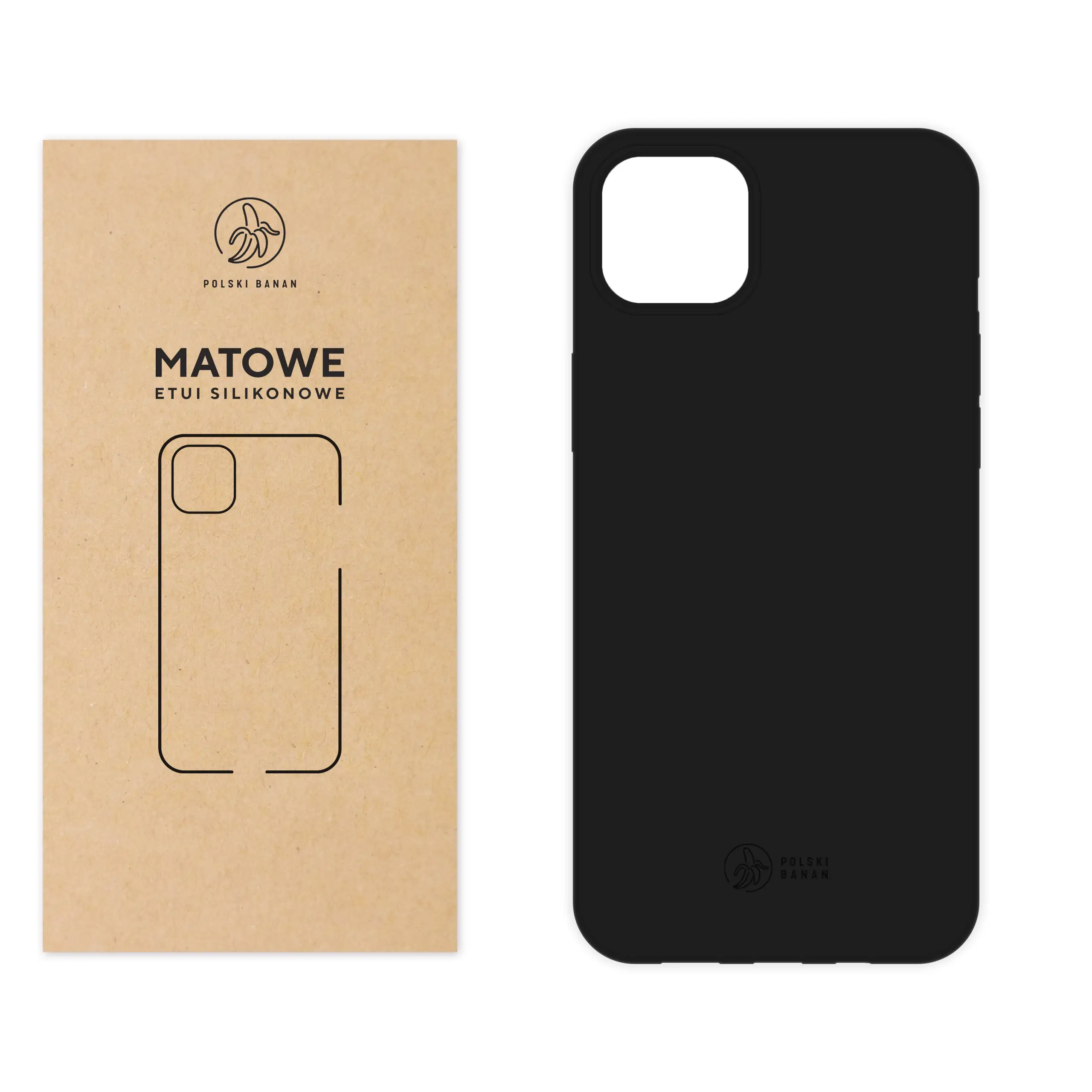 Etui silikonowe matowe czarne Polski Banan do Apple iPhone 15 Plus