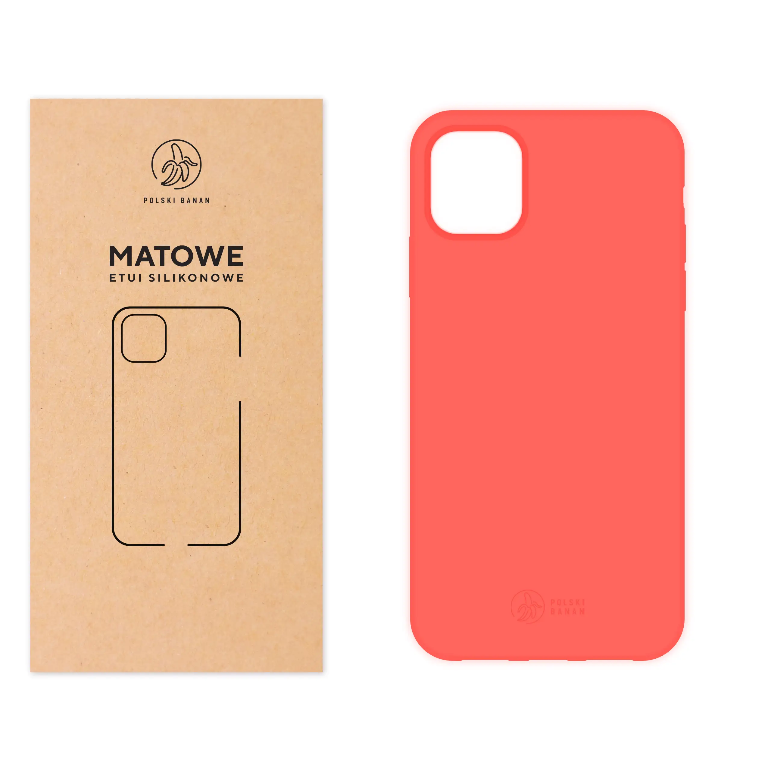 Etui silikonowe matowe koralowe Polski Banan do Apple iPhone 11