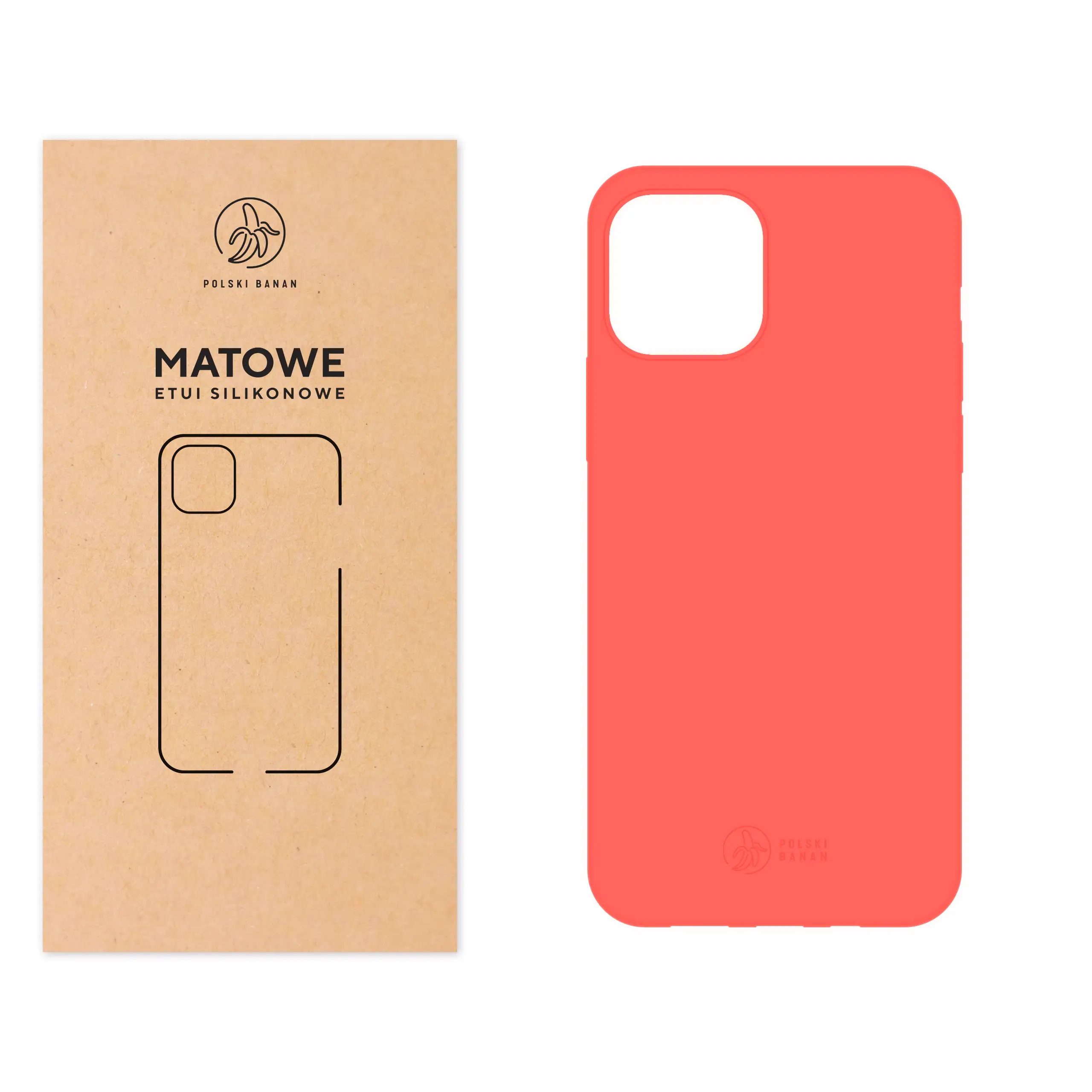 Etui silikonowe matowe koralowe Polski Banan do Apple iPhone 12 / 12 Pro