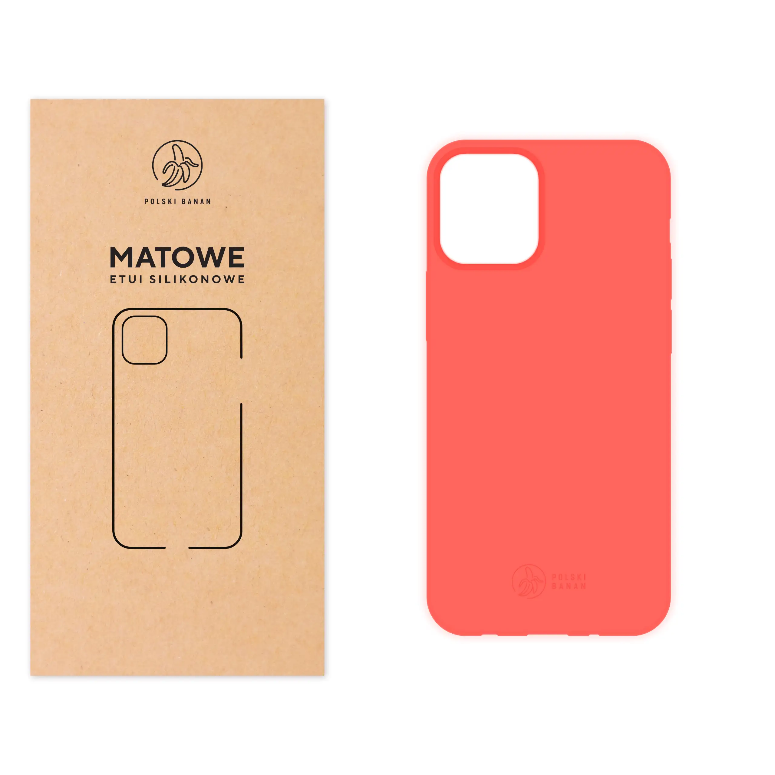 Etui silikonowe matowe koralowe Polski Banan do Apple iPhone 12 mini