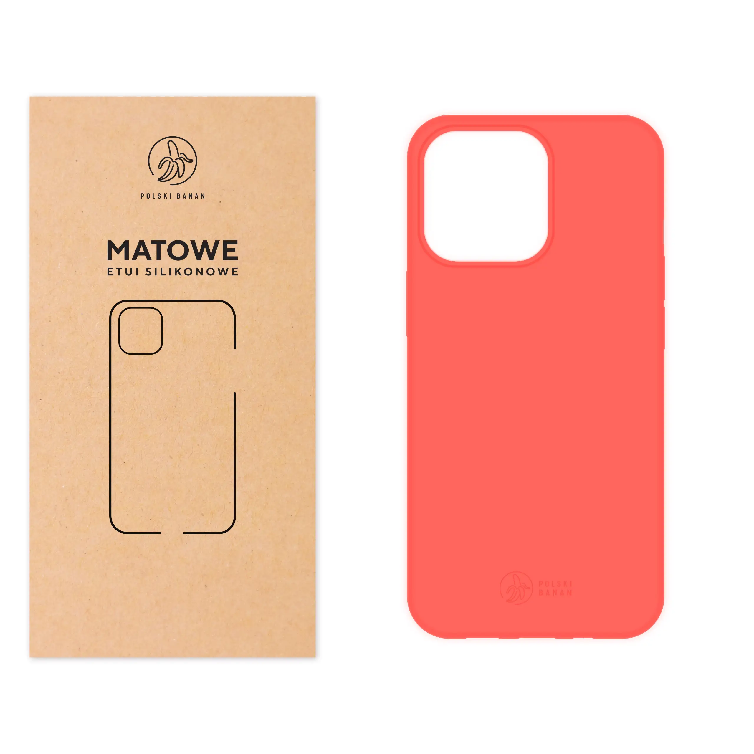 Etui silikonowe matowe koralowe Polski Banan do Apple iPhone 13 Pro