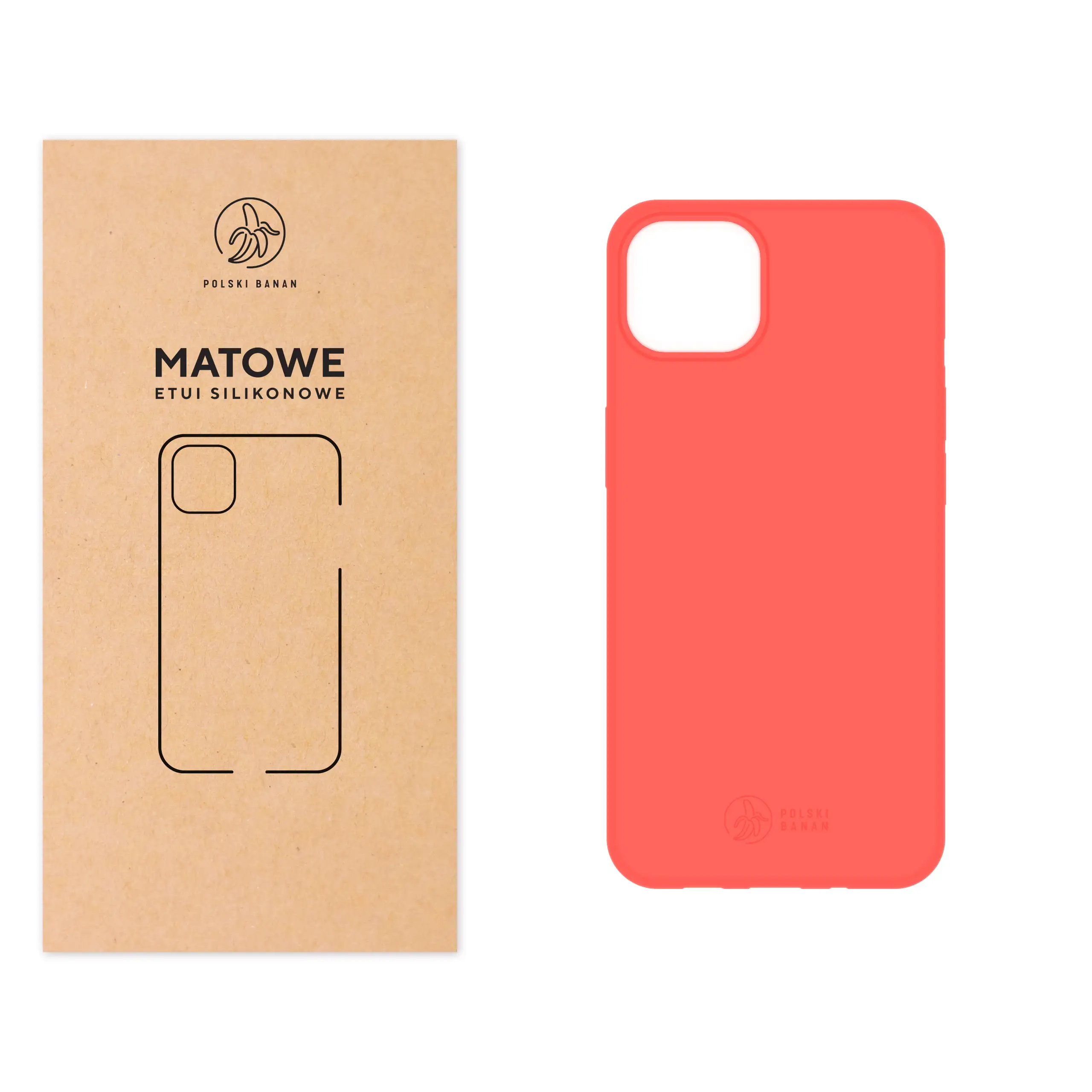 Etui silikonowe matowe koralowe Polski Banan do Apple iPhone 13 mini