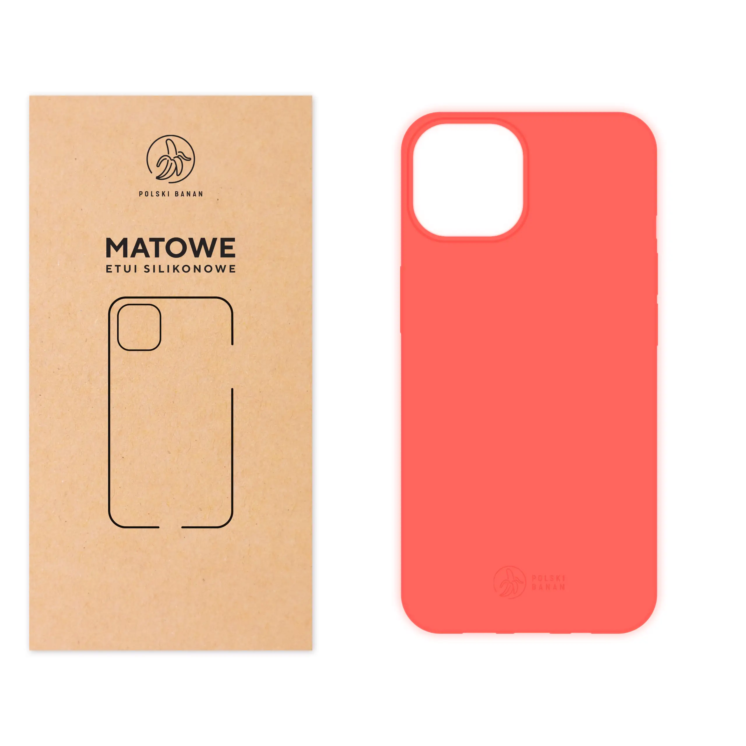 Etui silikonowe matowe koralowe Polski Banan do Apple iPhone 14