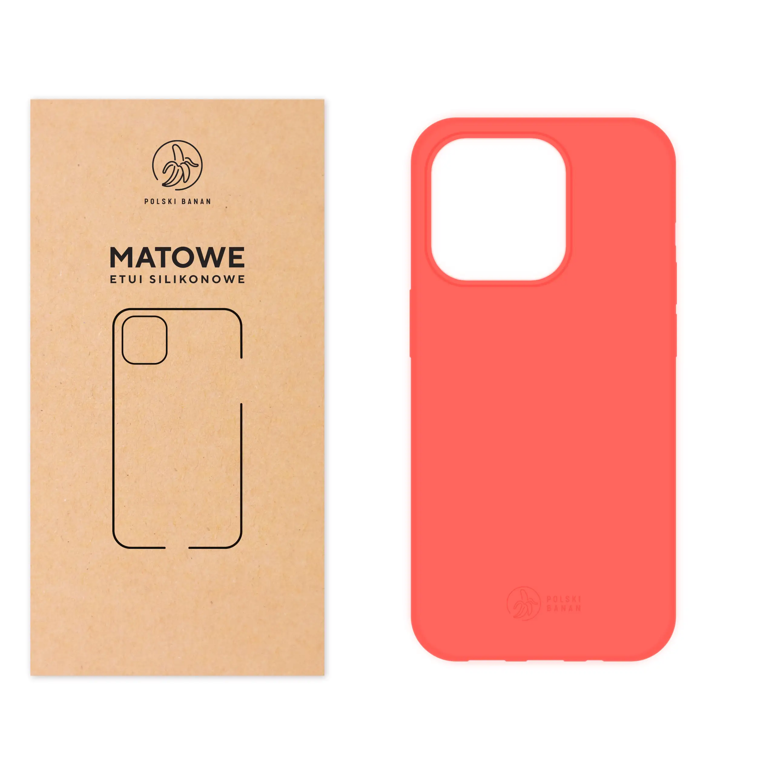 Etui silikonowe matowe koralowe Polski Banan do Apple iPhone 14 Pro