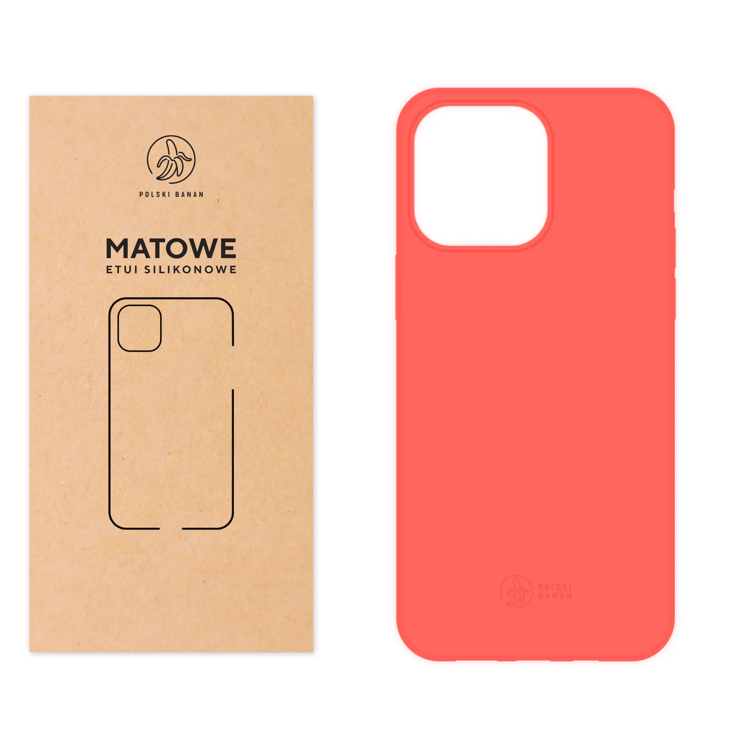 Etui silikonowe matowe koralowe Polski Banan do Apple iPhone 14 Pro Max