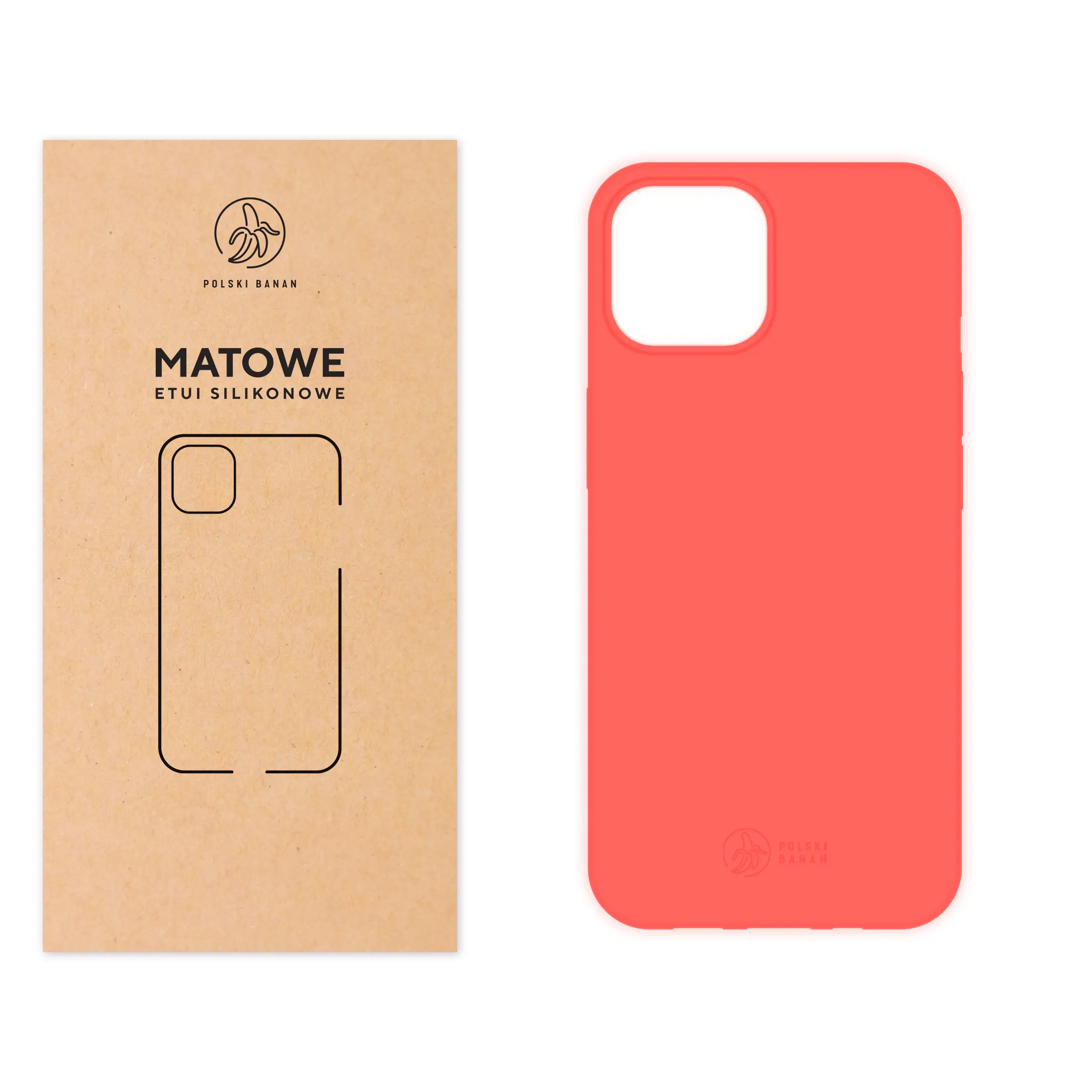 Etui silikonowe matowe koralowe Polski Banan do Apple iPhone 15