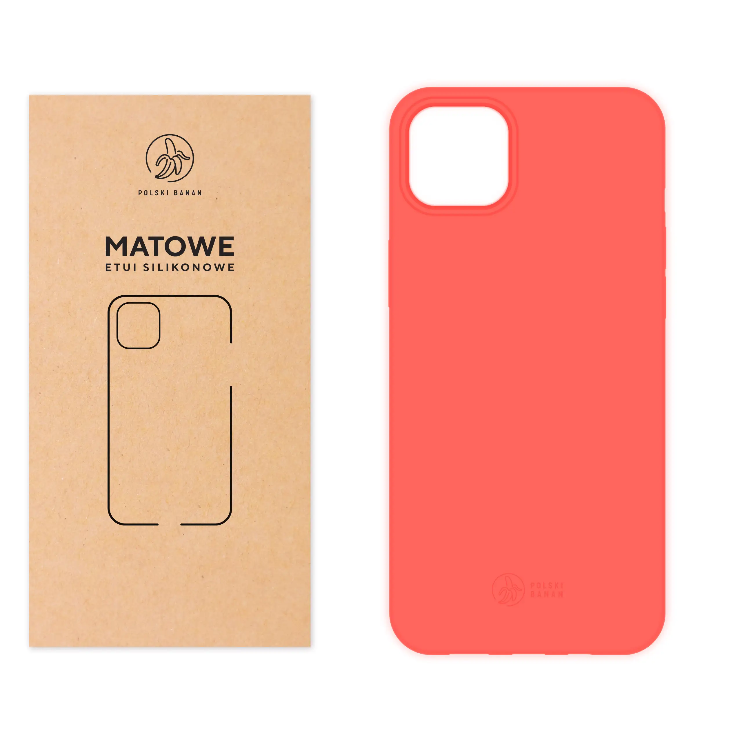 Etui silikonowe matowe koralowe Polski Banan do Apple iPhone 15 Plus
