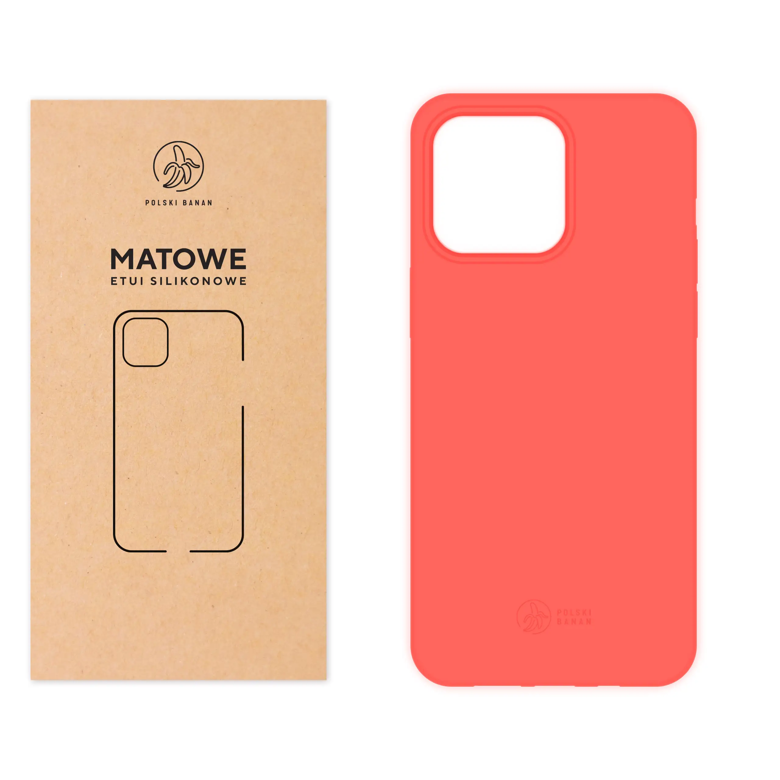 Etui silikonowe matowe koralowe Polski Banan do Apple iPhone 15 Pro Max
