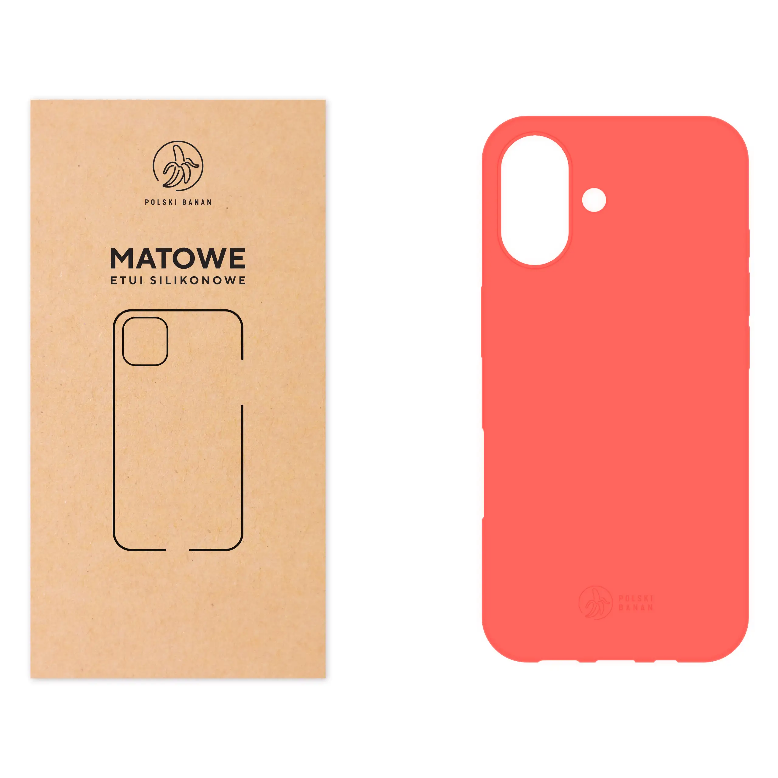 Etui silikonowe matowe koralowe Polski Banan do Apple iPhone 16