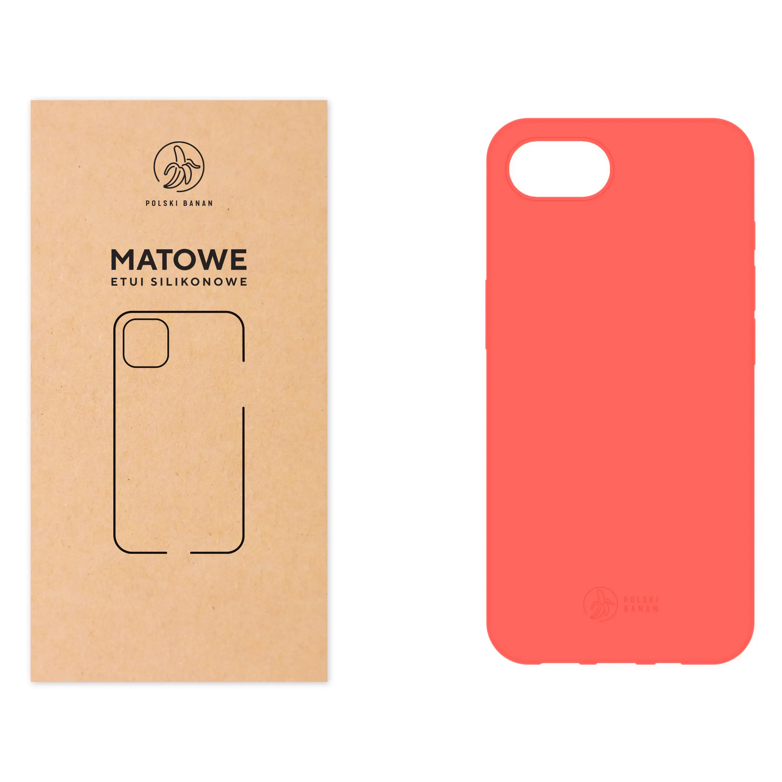 Etui silikonowe matowe koralowe Polski Banan do Apple iPhone 16e