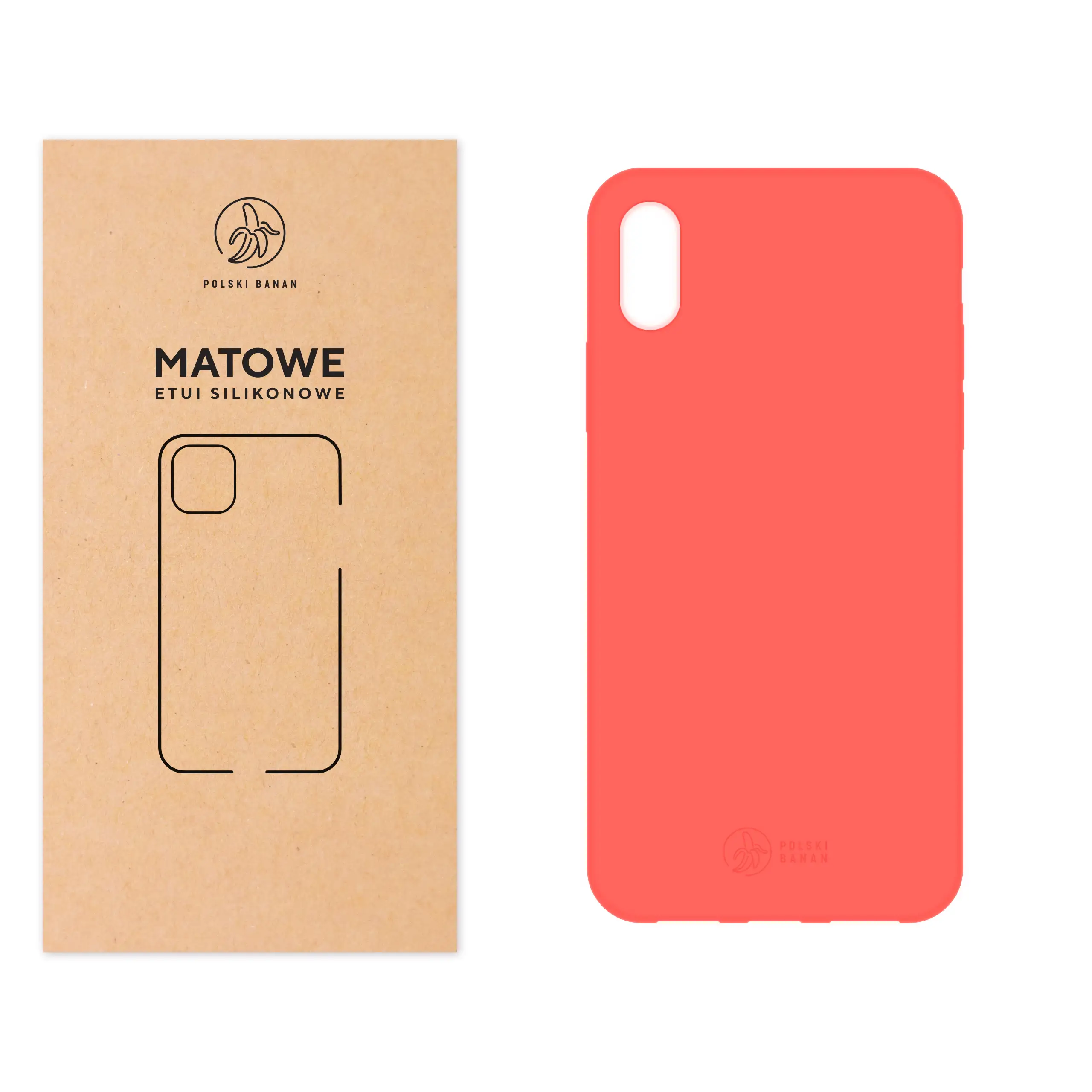 Etui silikonowe matowe koralowe Polski Banan do Apple iPhone X / Xs