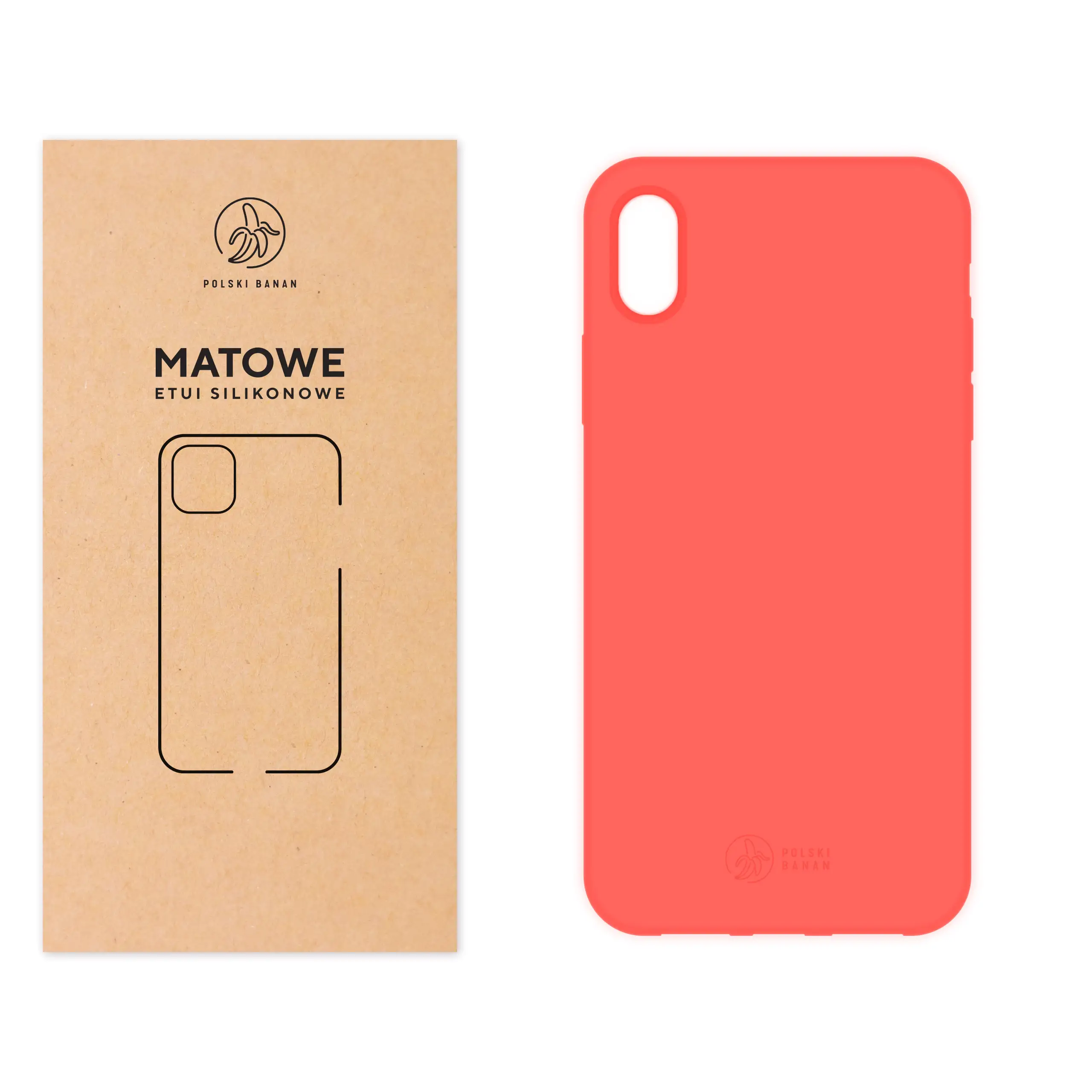 Etui silikonowe matowe koralowe Polski Banan do Apple iPhone Xr