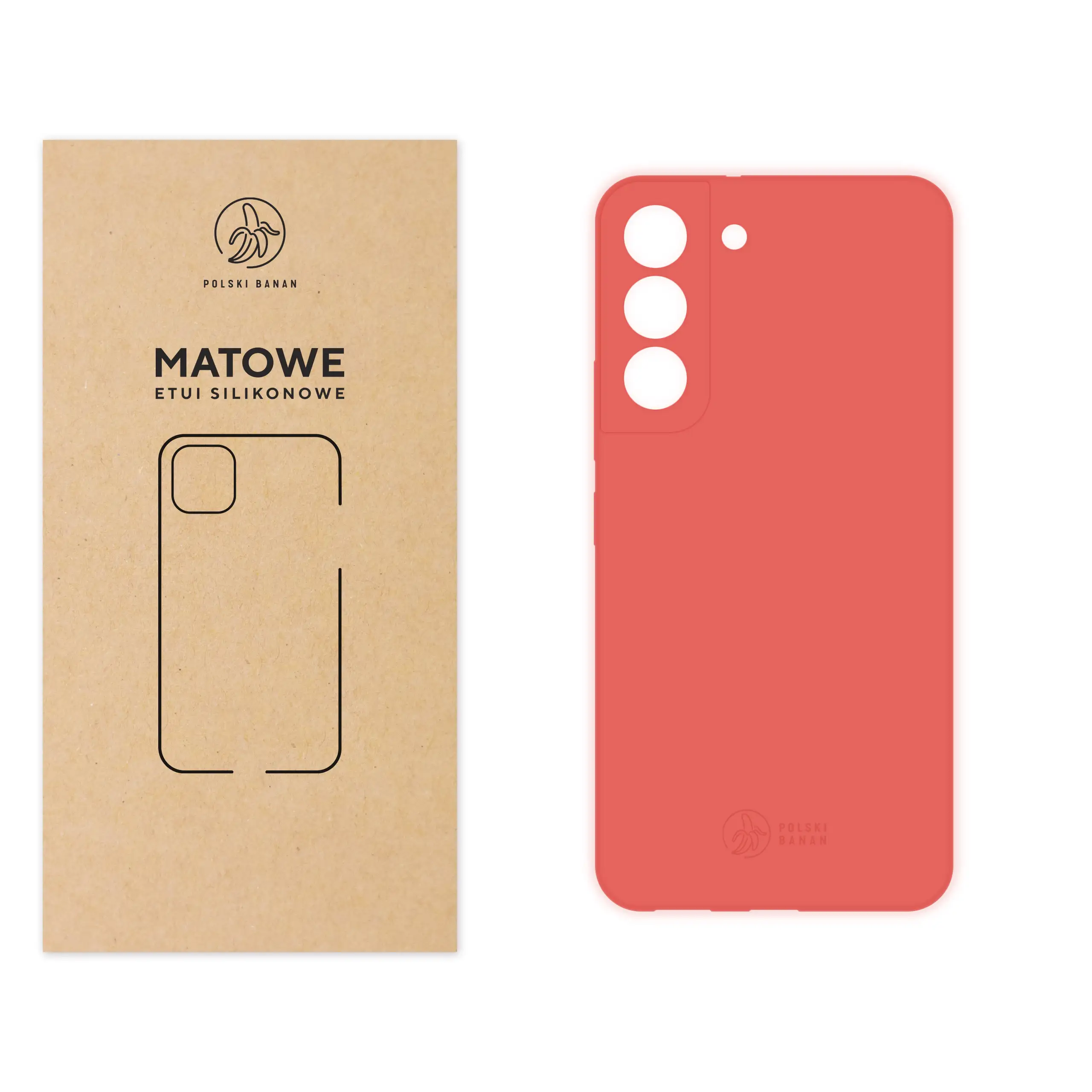 Etui silikonowe matowe koralowe Polski Banan do Samsung Galaxy S22