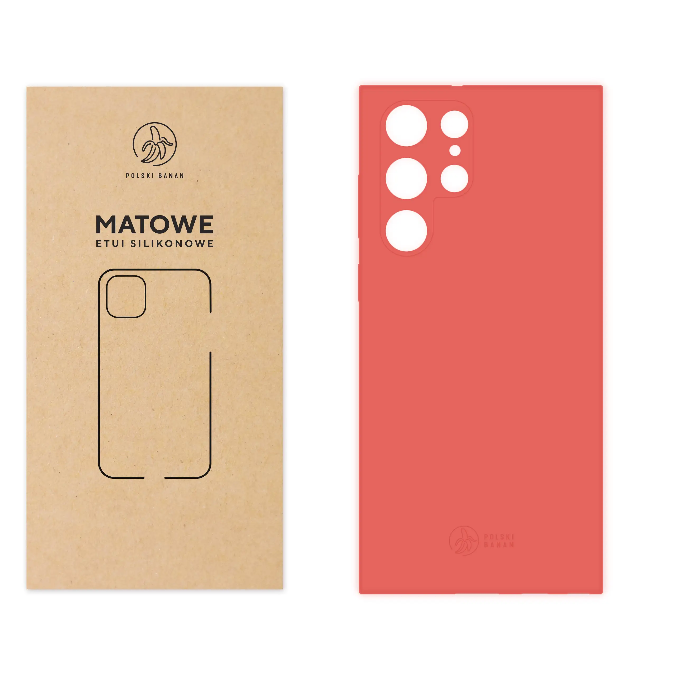 Etui silikonowe matowe koralowe Polski Banan do Samsung Galaxy S22 Ultra