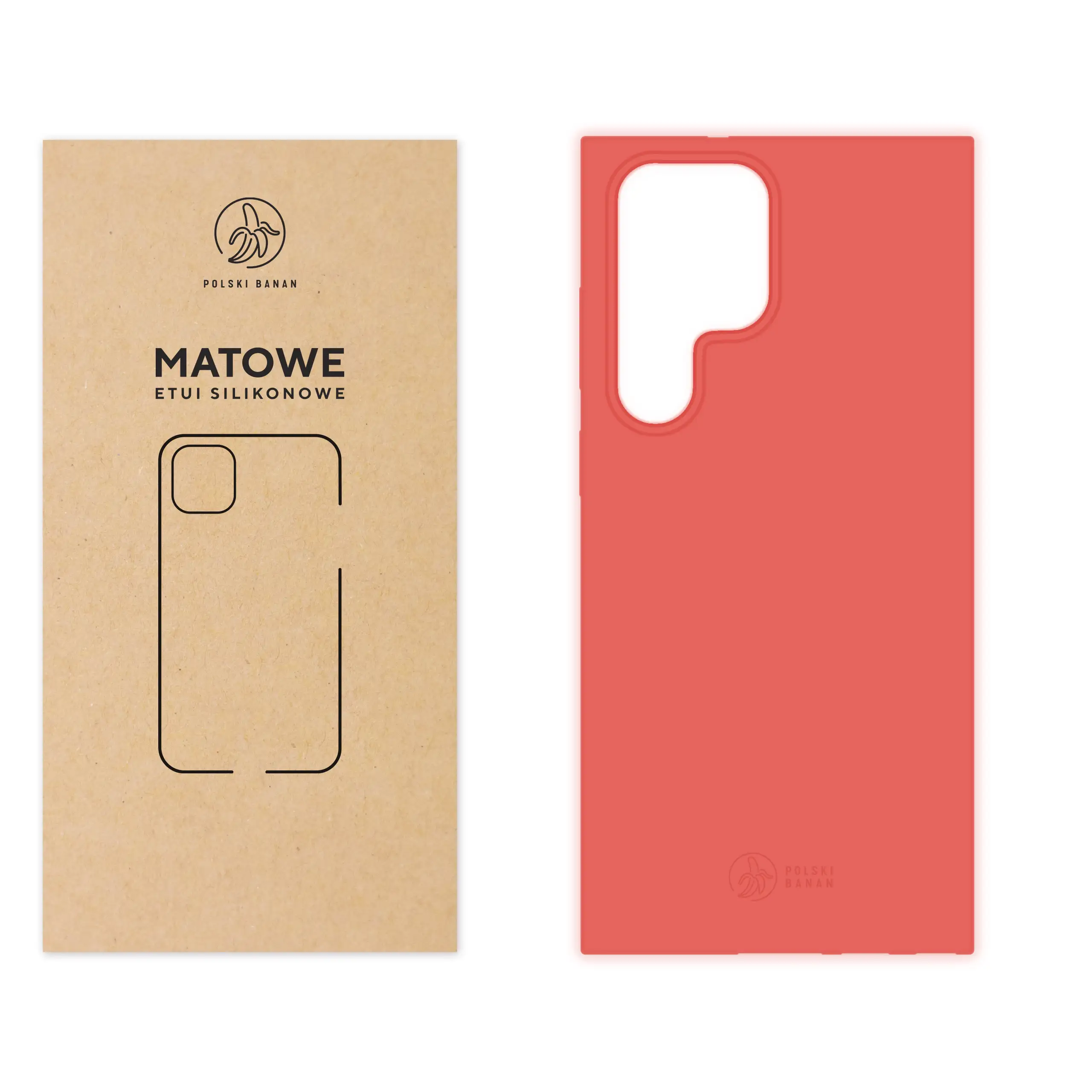Etui silikonowe matowe koralowe Polski Banan do Samsung Galaxy S23 Ultra