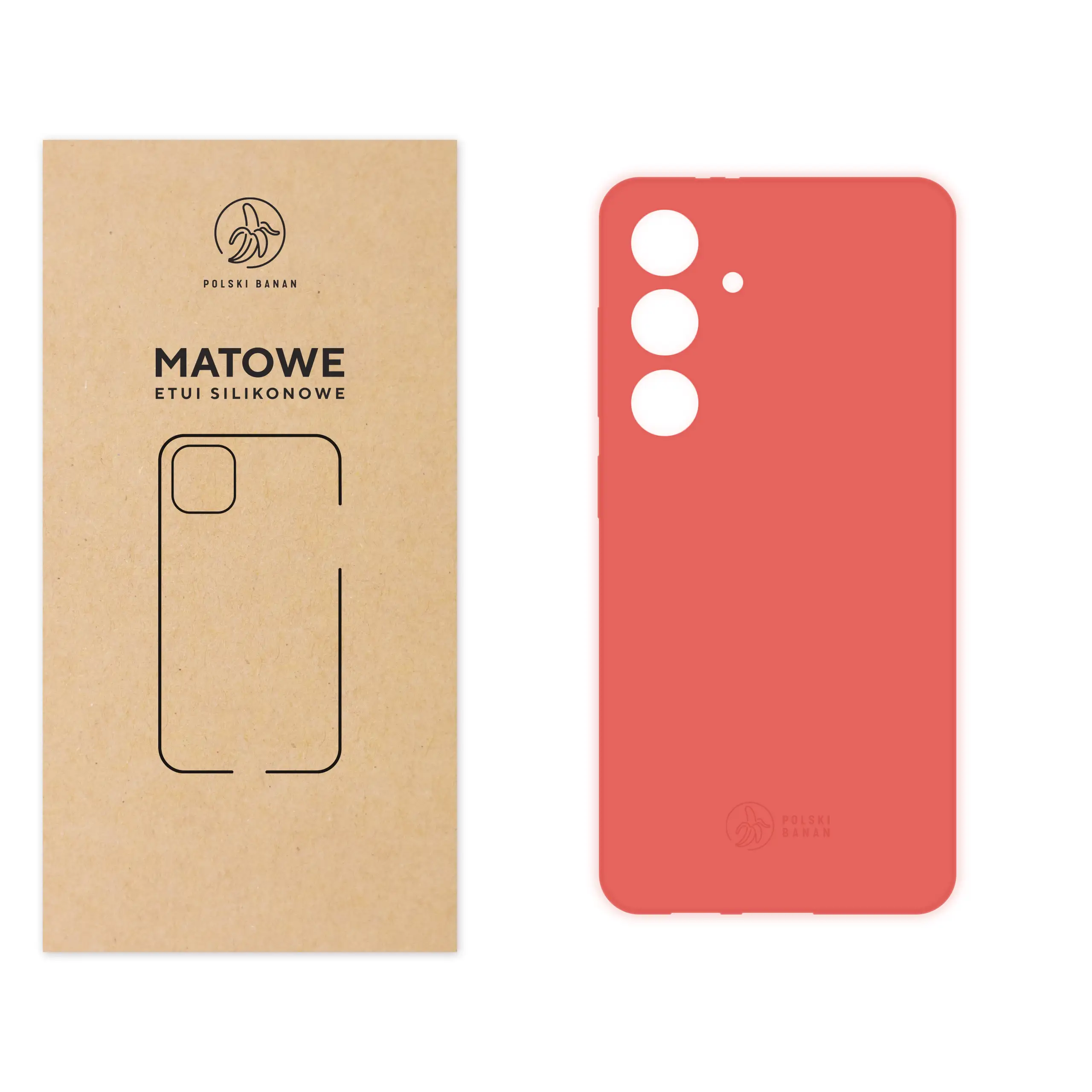 Etui silikonowe matowe koralowe Polski Banan do Samsung Galaxy S24