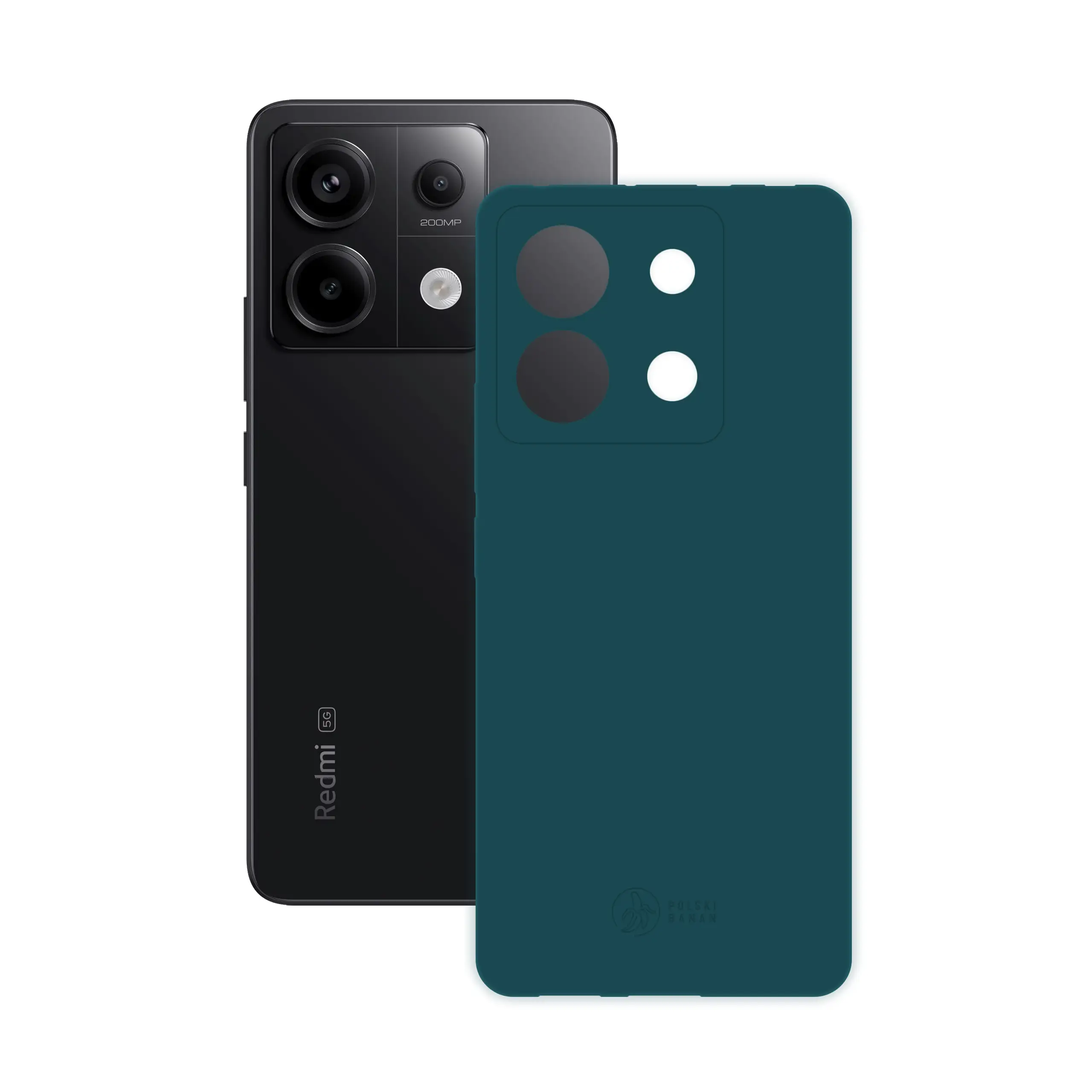 Etui silikonowe matowe morskie Polski Banan obok telefonu Xiaomi Redmi Note 13 Pro 5G