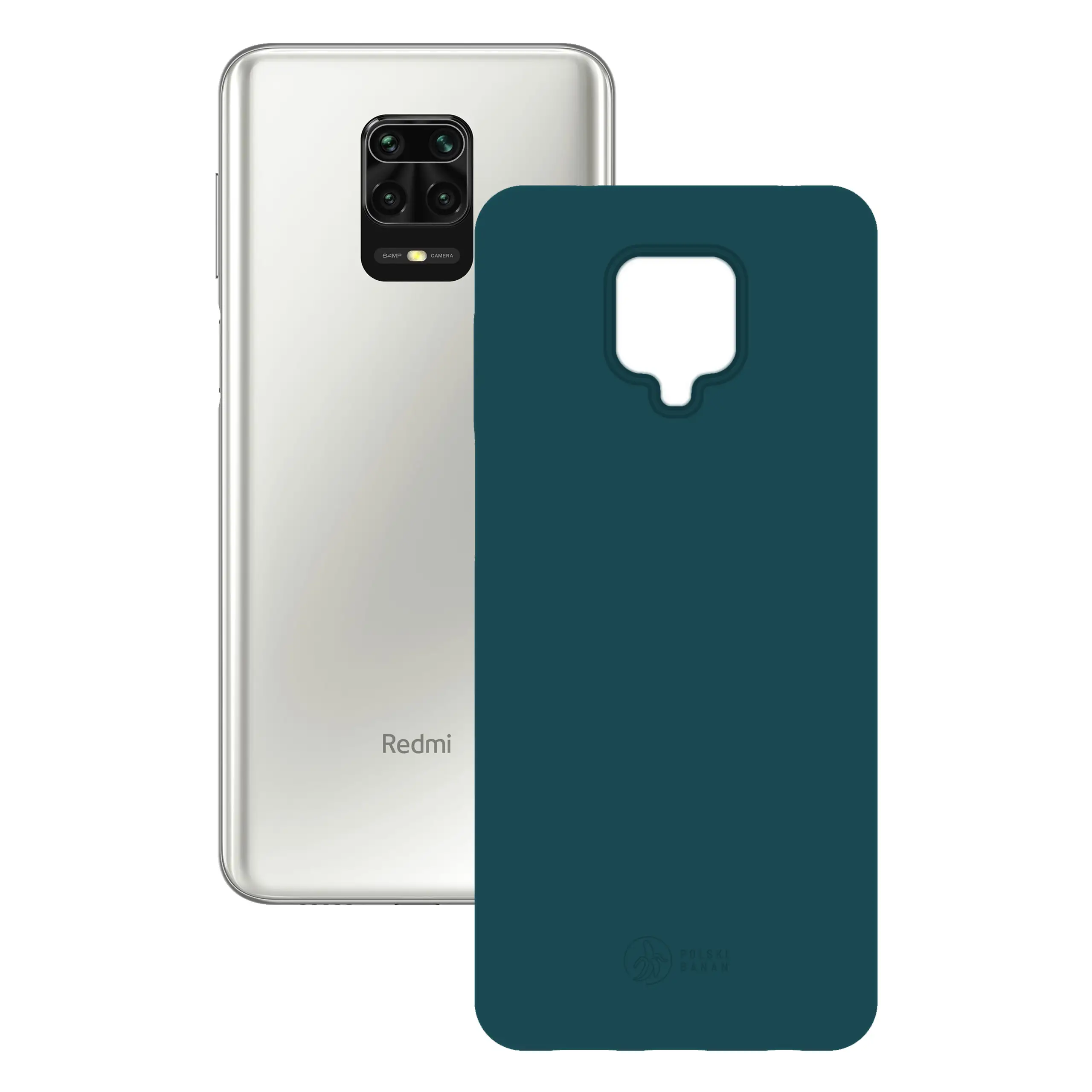 Etui silikonowe matowe morskie Polski Banan obok telefonu Xiaomi Redmi Note 9 Pro / 9S