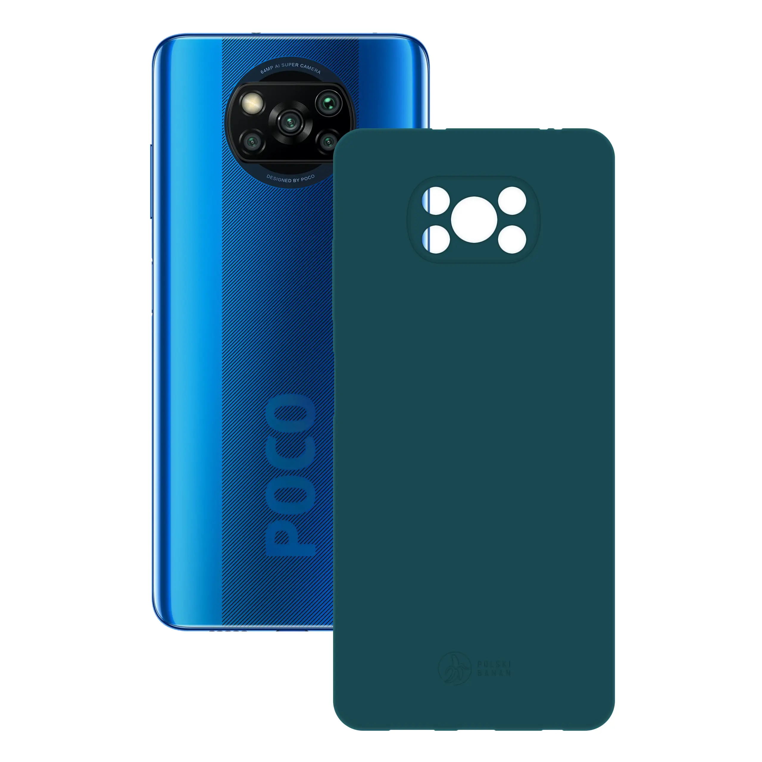 Etui silikonowe matowe morskie Polski Banan obok telefonu Xiaomi POCO X3 NFC / X3 Pro