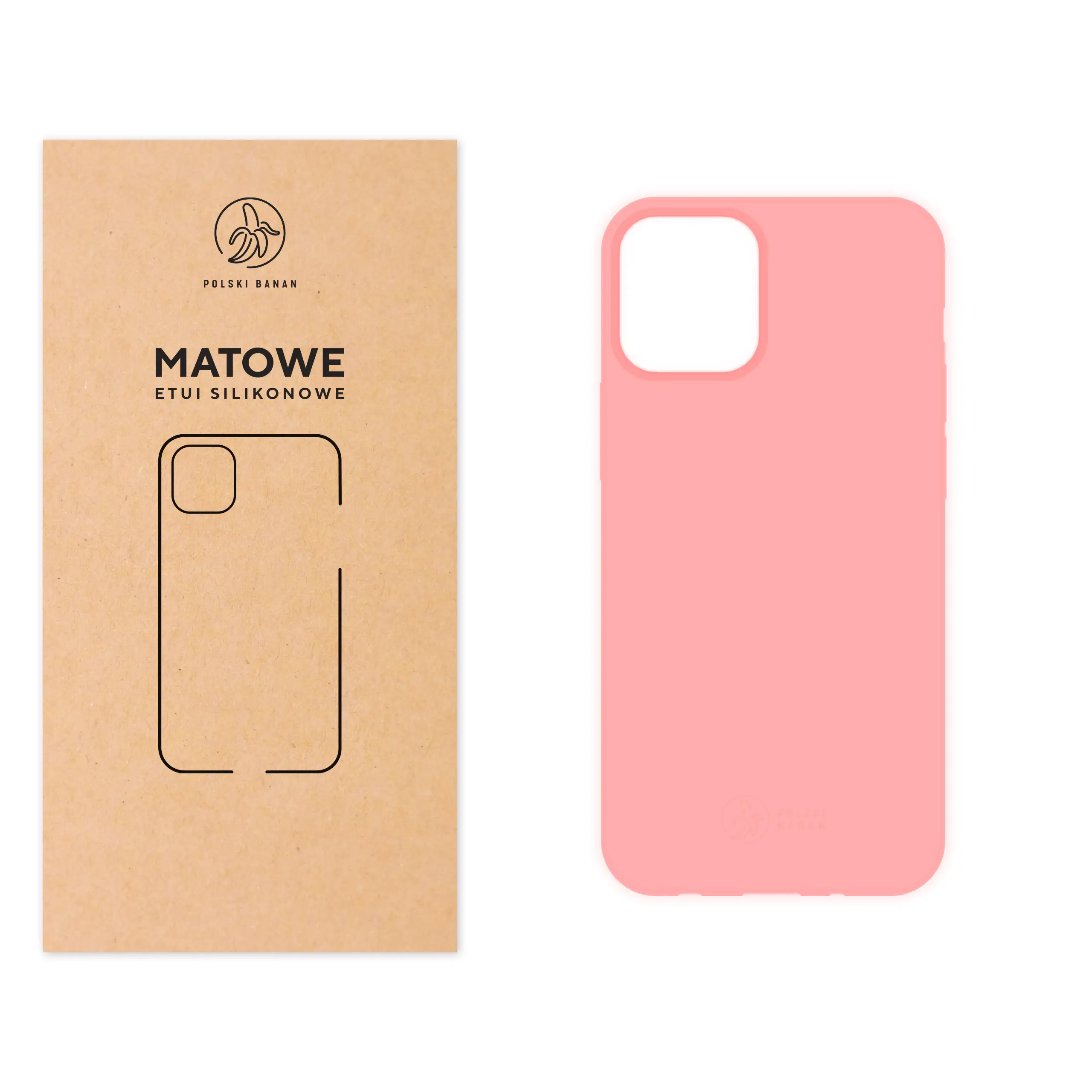 Etui silikonowe matowe różowe Polski Banan do Apple iPhone 12 mini
