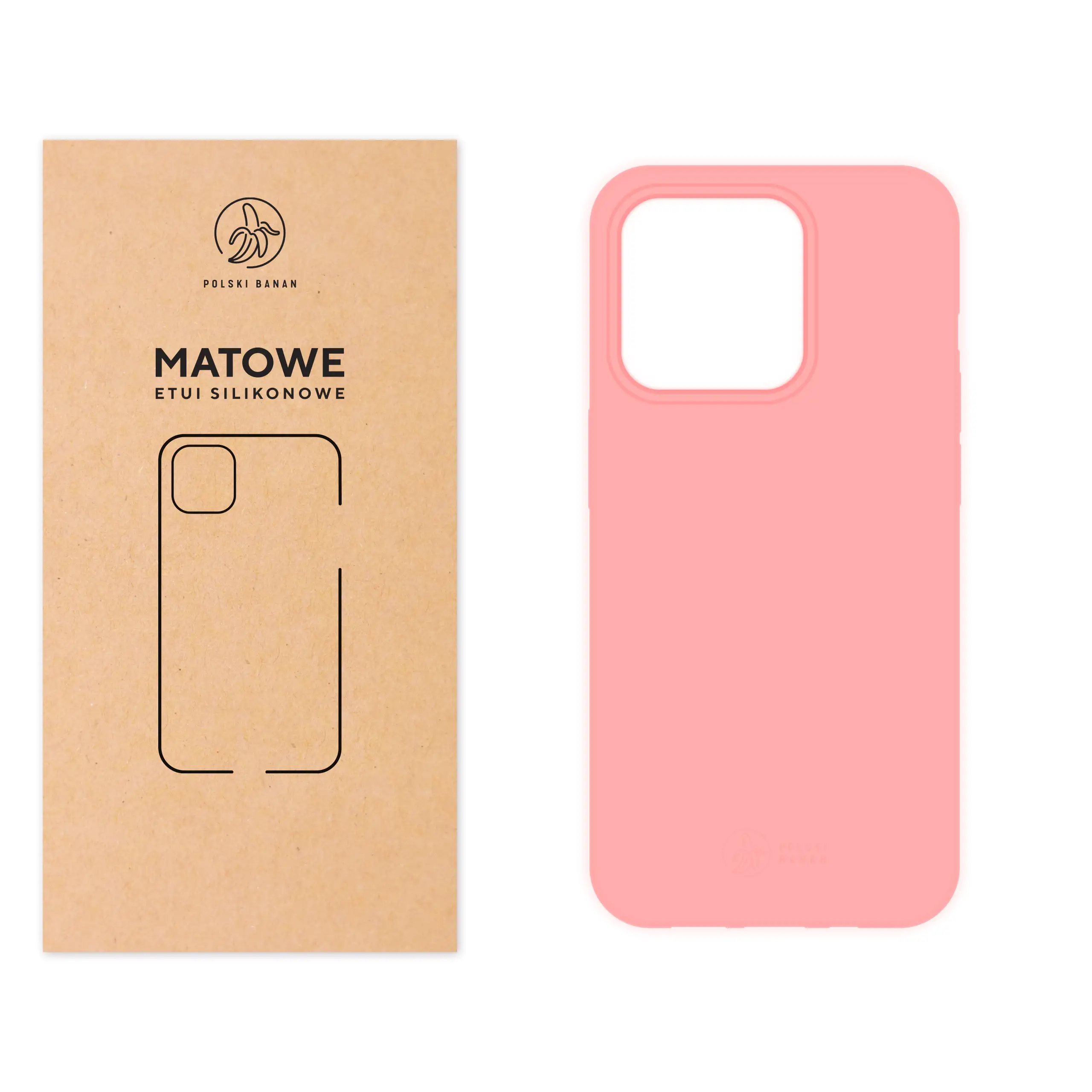 Etui silikonowe matowe różowe Polski Banan do Apple iPhone 15 Pro