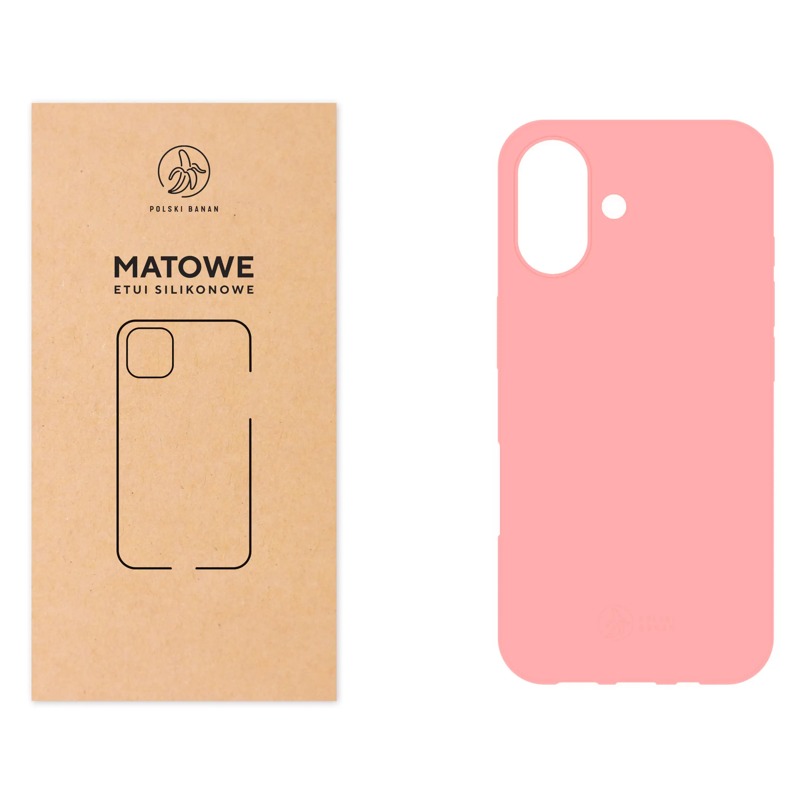 Etui silikonowe matowe różowe Polski Banan do Apple iPhone 16