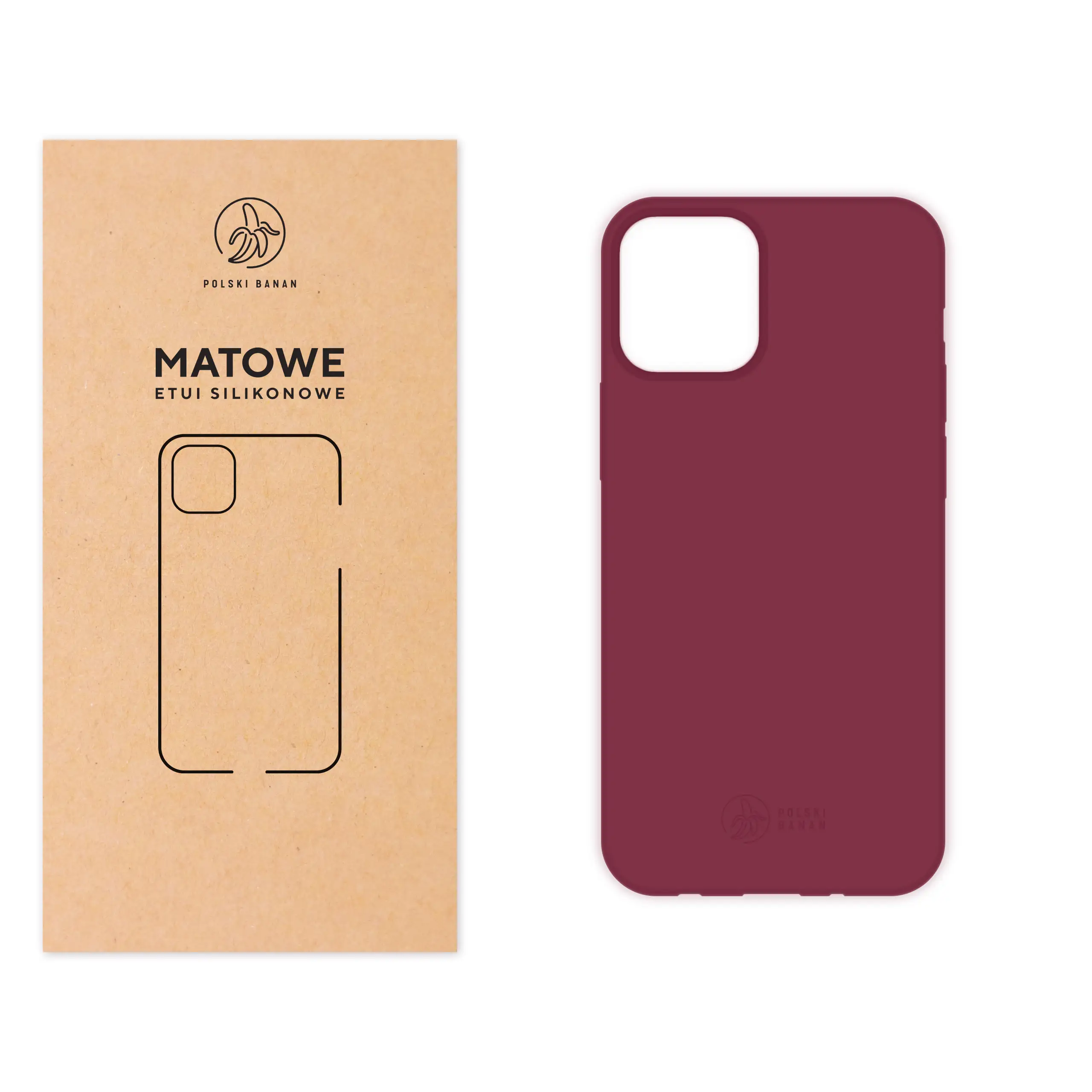 Etui silikonowe matowe wiśniowe Polski Banan do Apple iPhone 12 mini