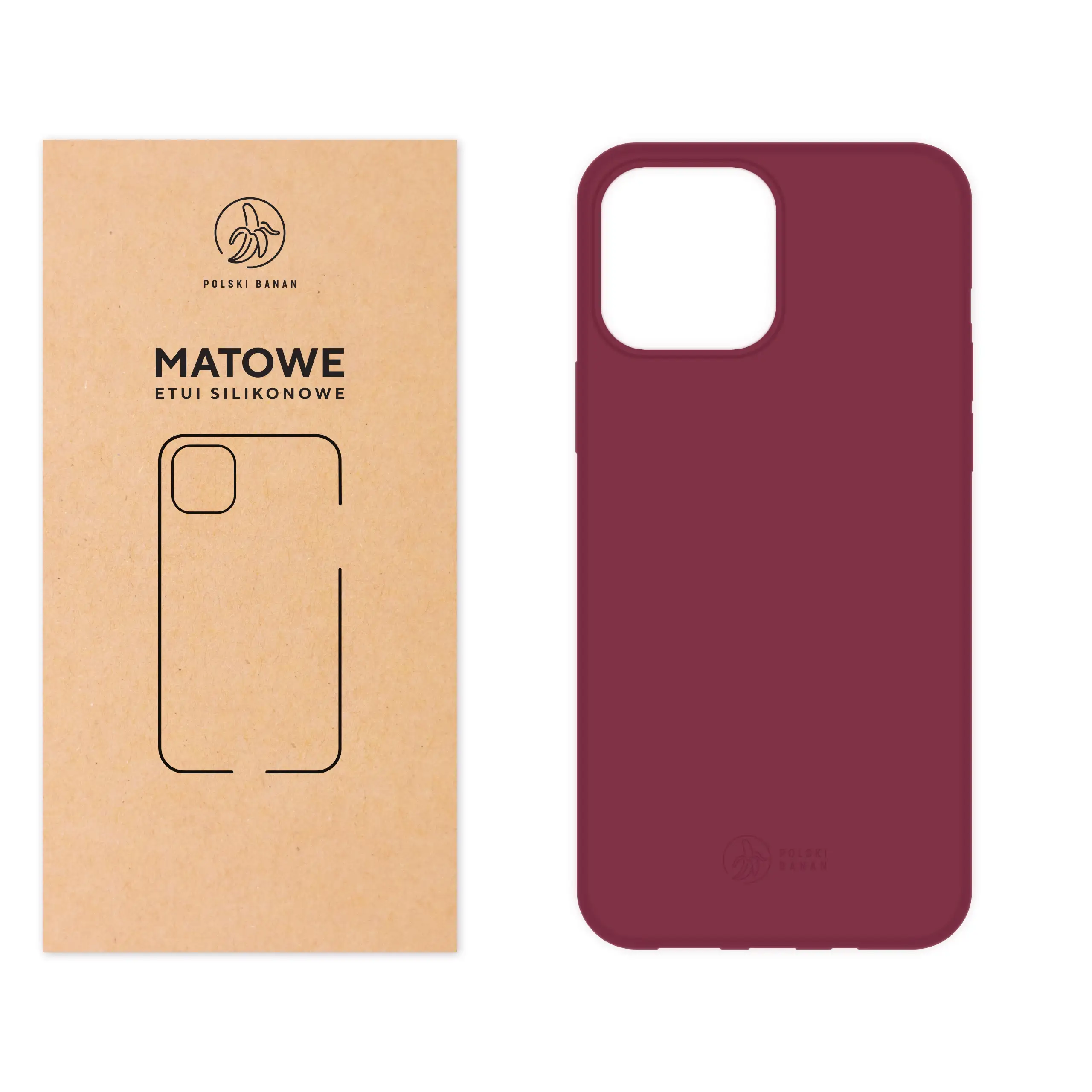 Etui silikonowe matowe wiśniowe Polski Banan do Apple iPhone 13 Pro Max