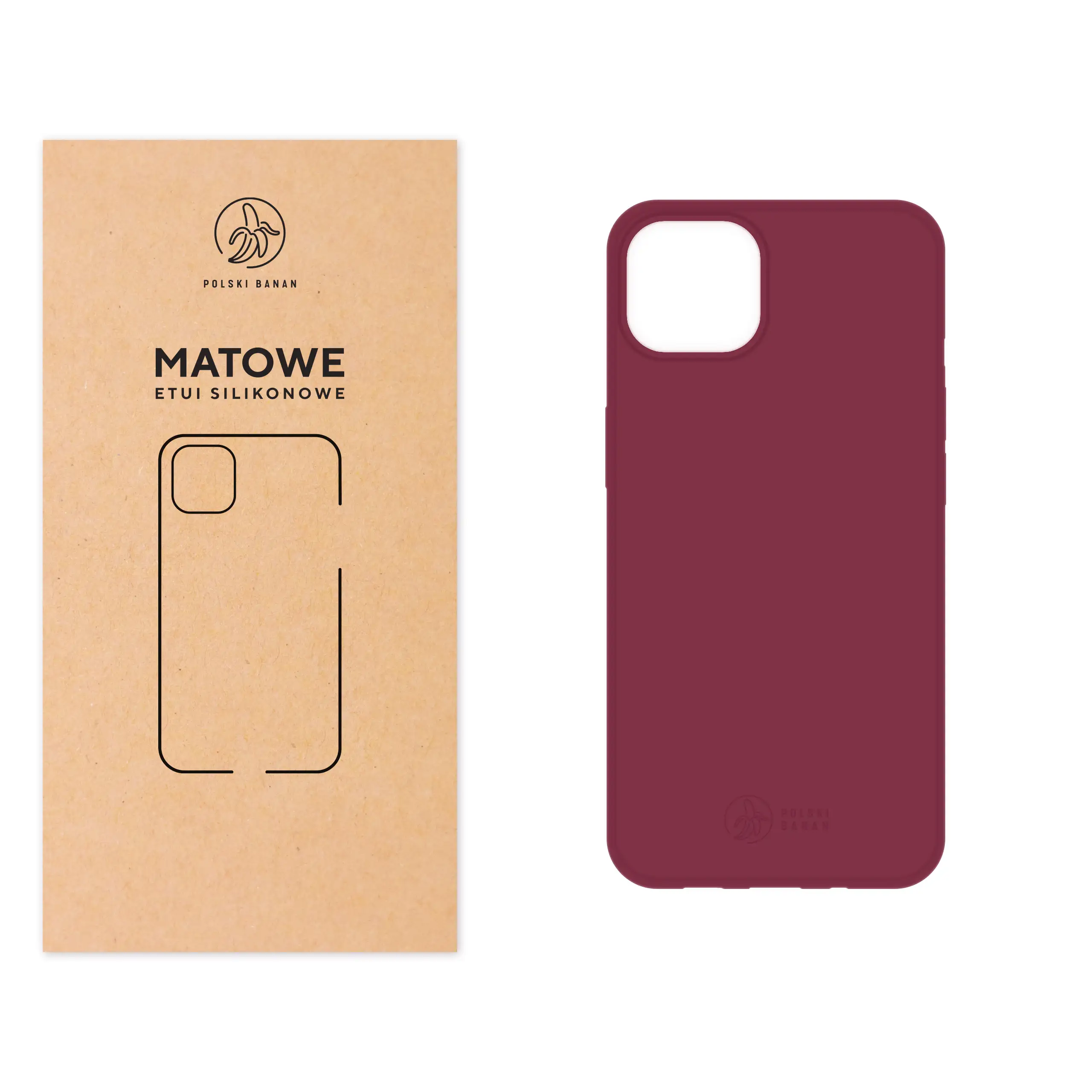Etui silikonowe matowe wiśniowe Polski Banan do Apple iPhone 13 mini
