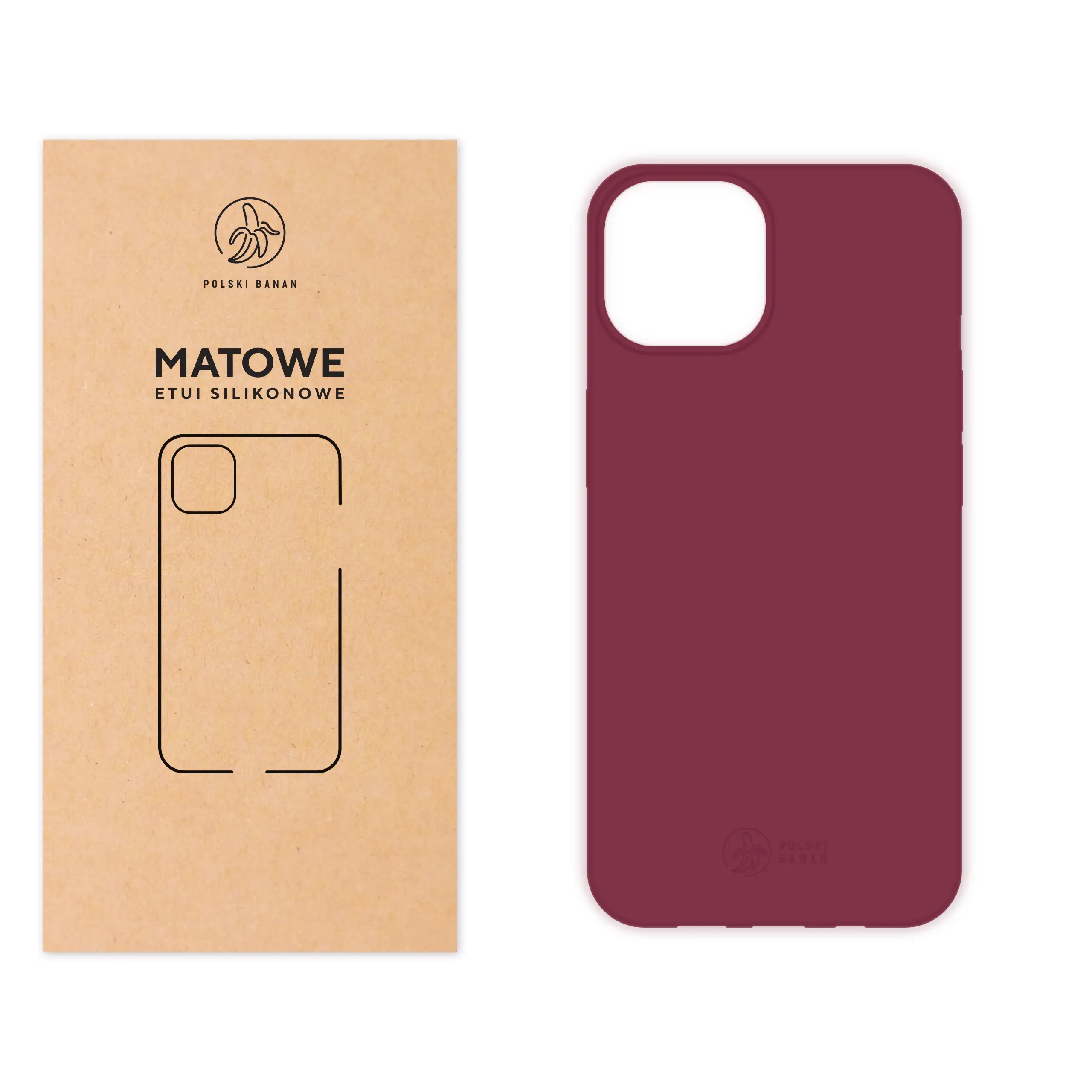 Etui silikonowe matowe wiśniowe Polski Banan do Apple iPhone 14