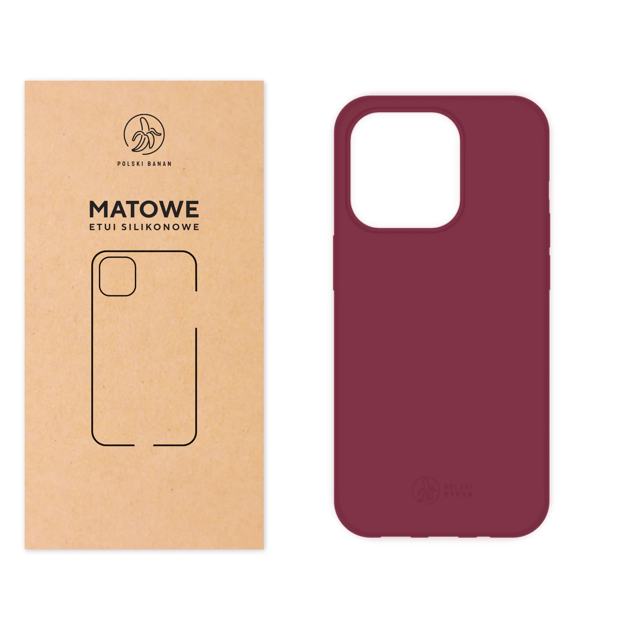 Etui silikonowe matowe wiśniowe Polski Banan do Apple iPhone 14 Pro