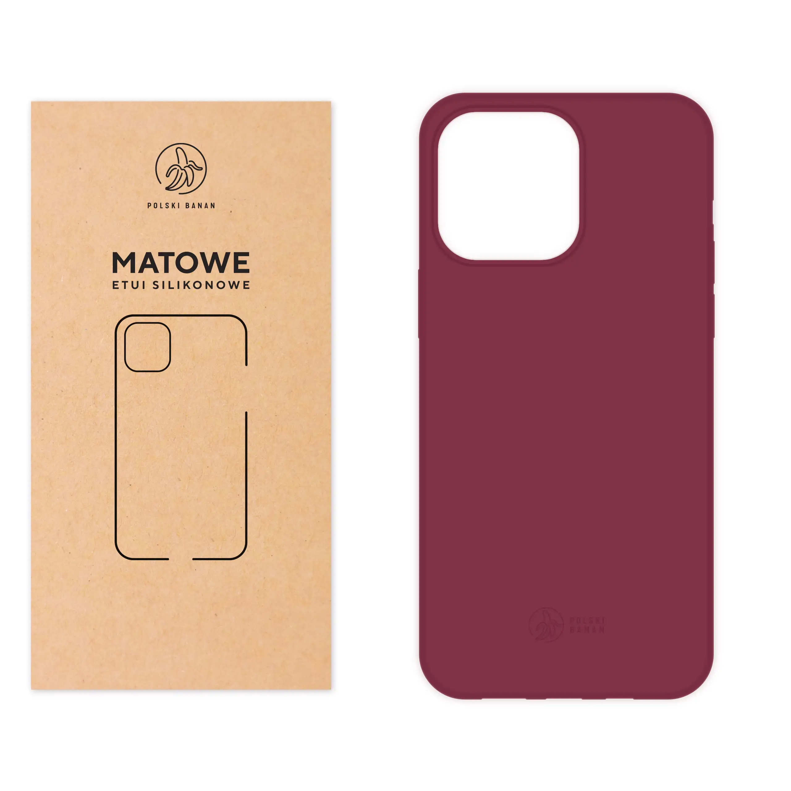 Etui silikonowe matowe wiśniowe Polski Banan do Apple iPhone 14 Pro Max