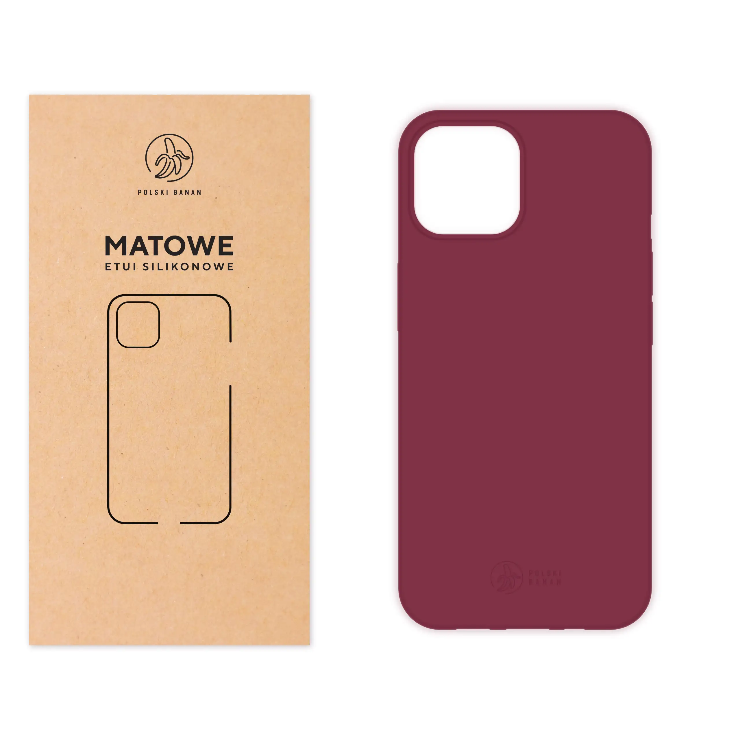 Etui silikonowe matowe wiśniowe Polski Banan do Apple iPhone 15