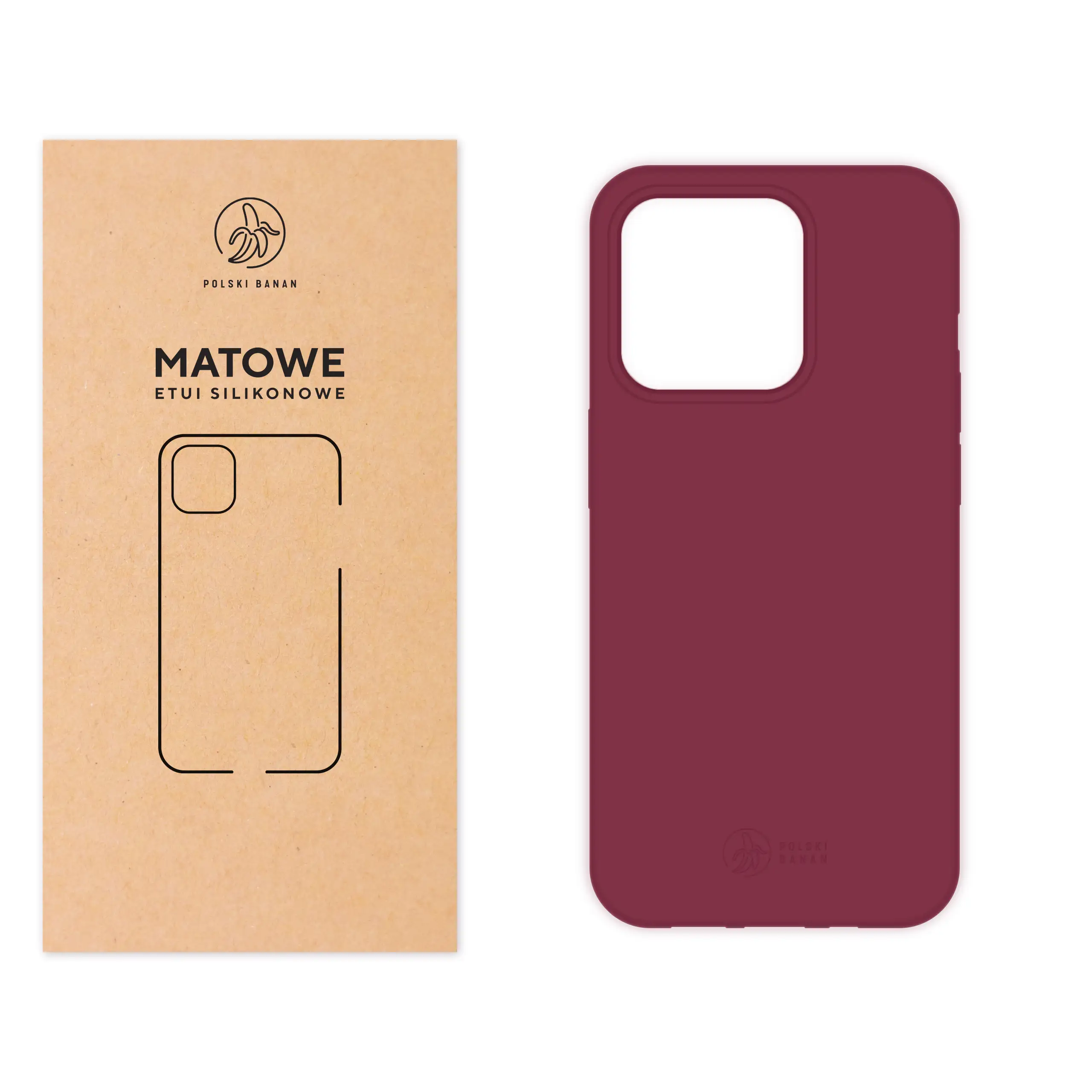 Etui silikonowe matowe wiśniowe Polski Banan do Apple iPhone 15 Pro