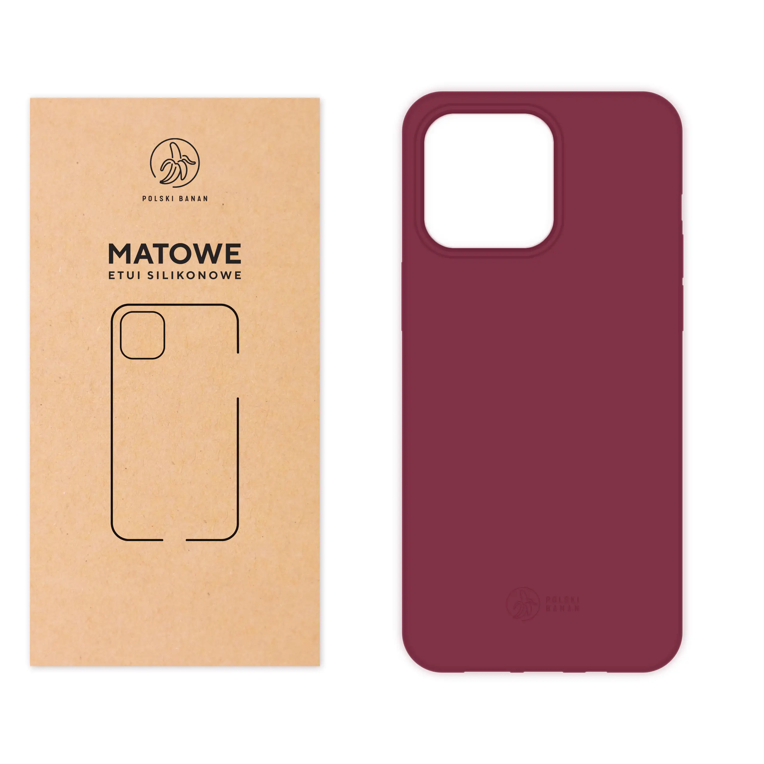 Etui silikonowe matowe wiśniowe Polski Banan do Apple iPhone 15 Pro Max