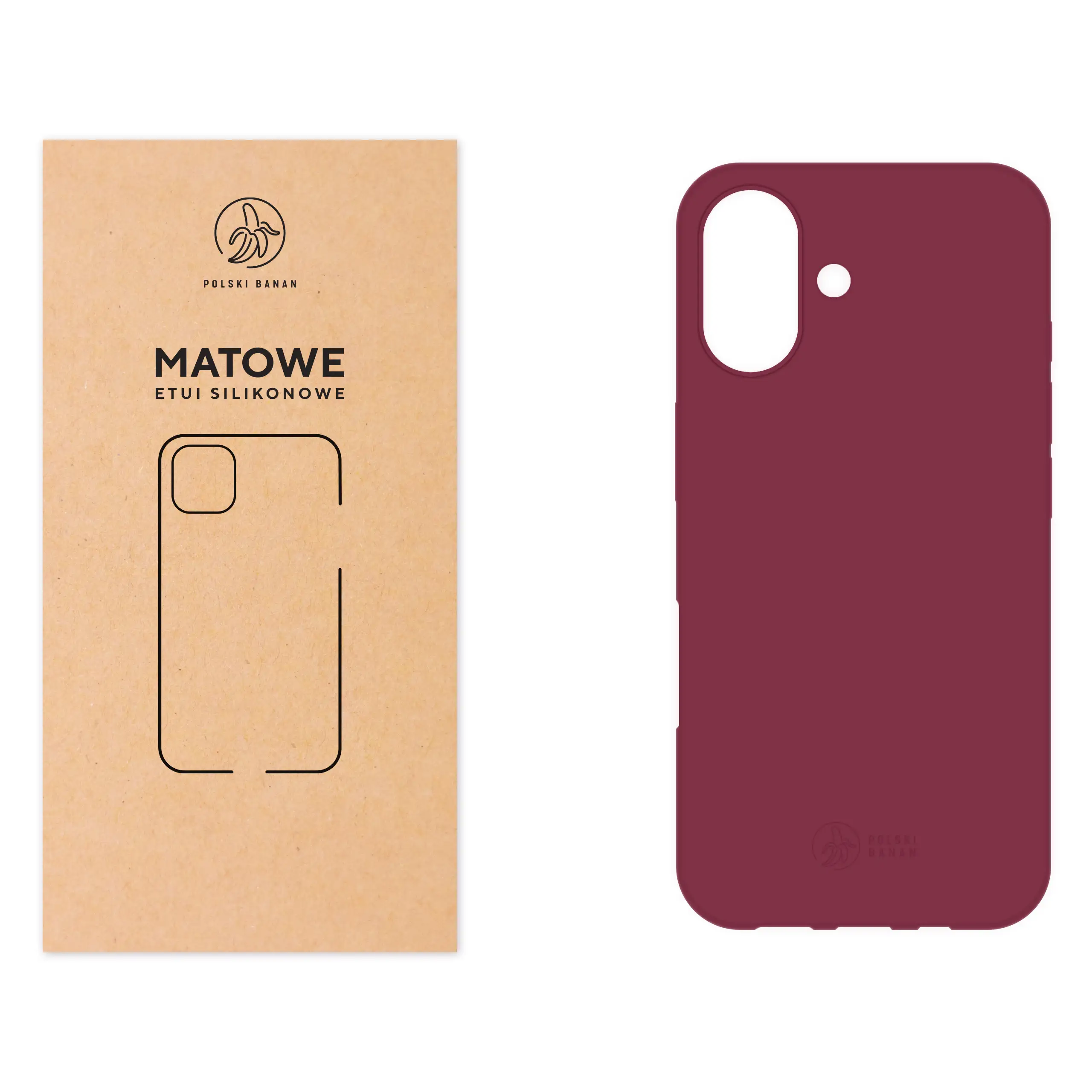 Etui silikonowe matowe wiśniowe Polski Banan do Apple iPhone 16