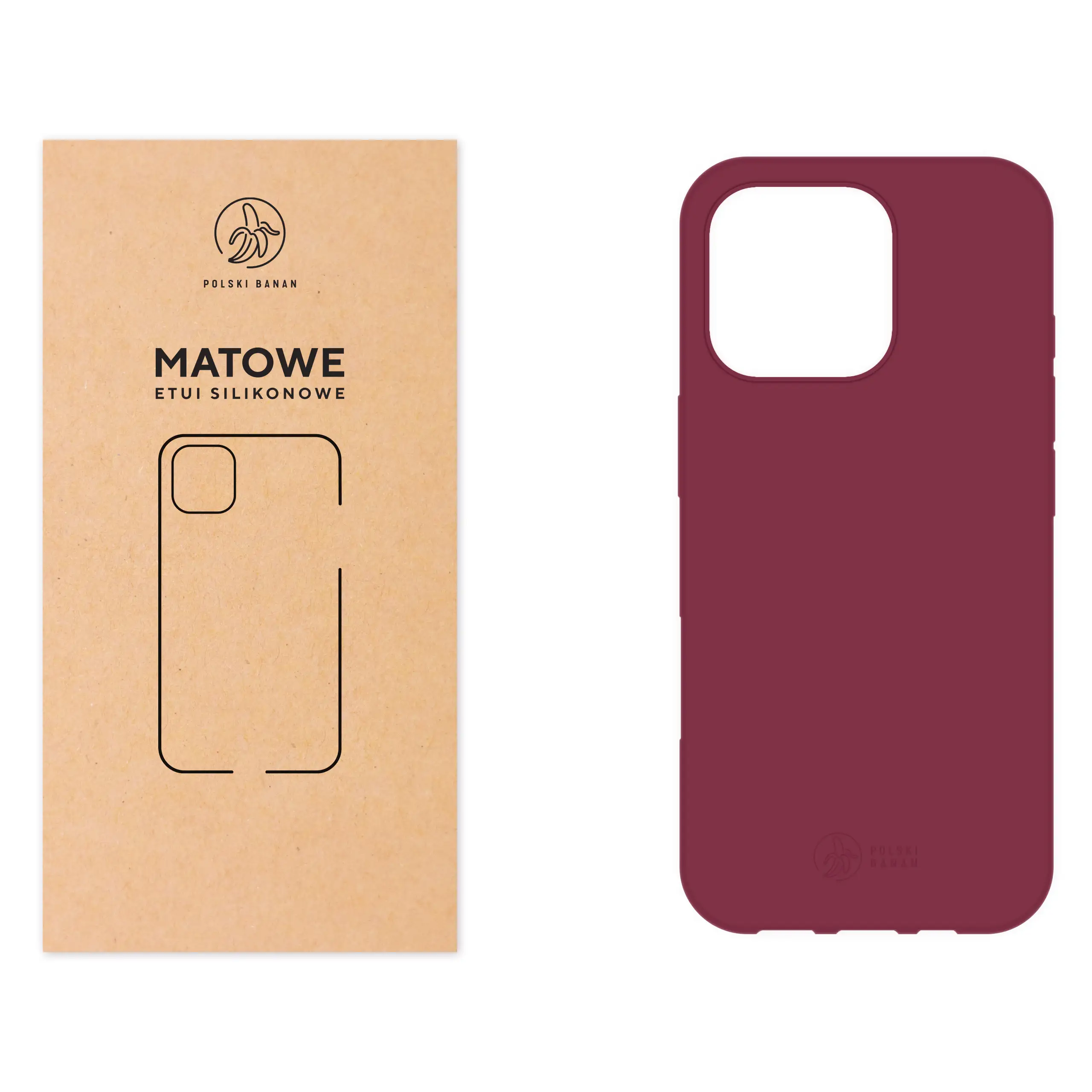 Etui silikonowe matowe wiśniowe Polski Banan do Apple iPhone 16 Pro