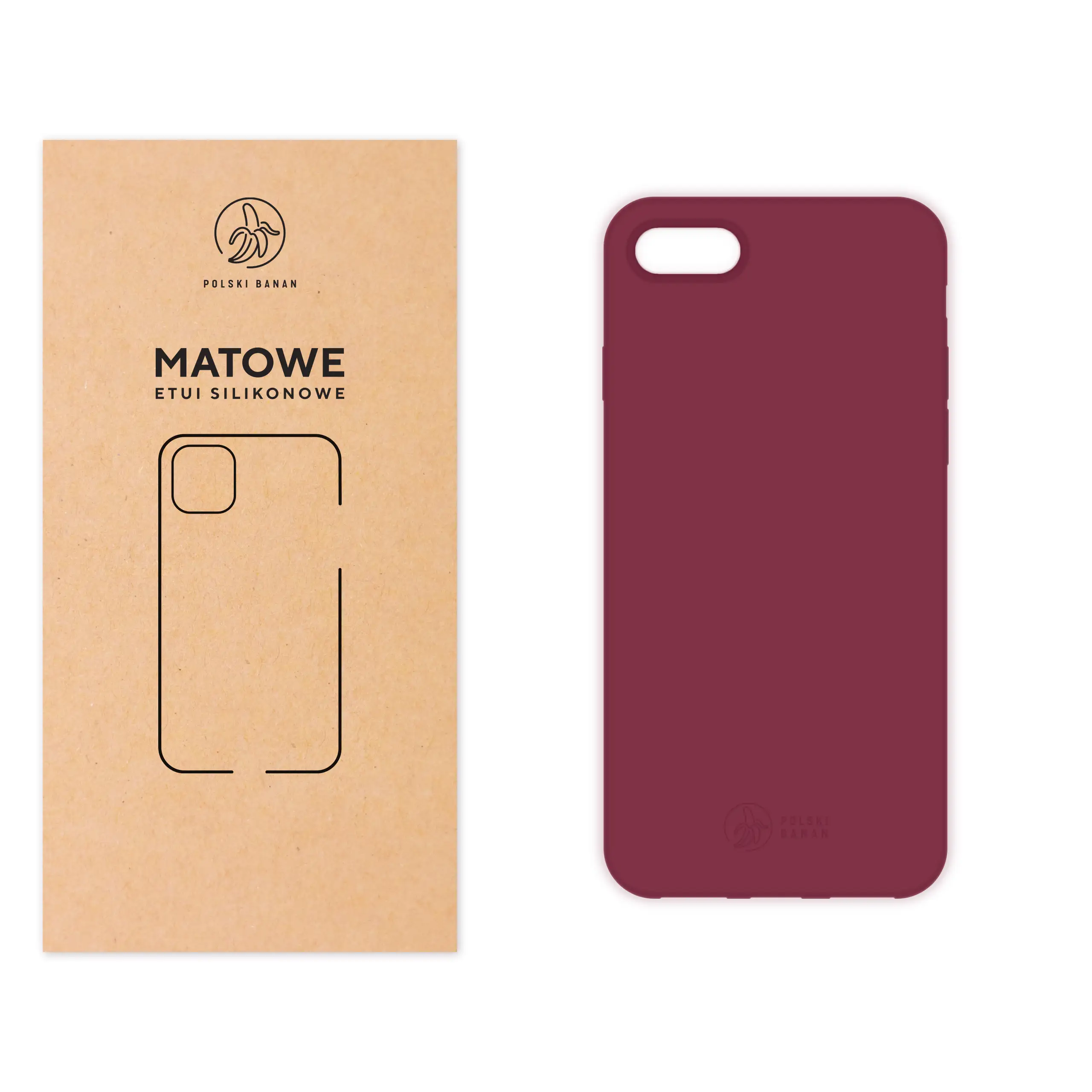 Etui silikonowe matowe wiśniowe Polski Banan do Apple iPhone 7 / 8 / SE 2020 / SE 2022