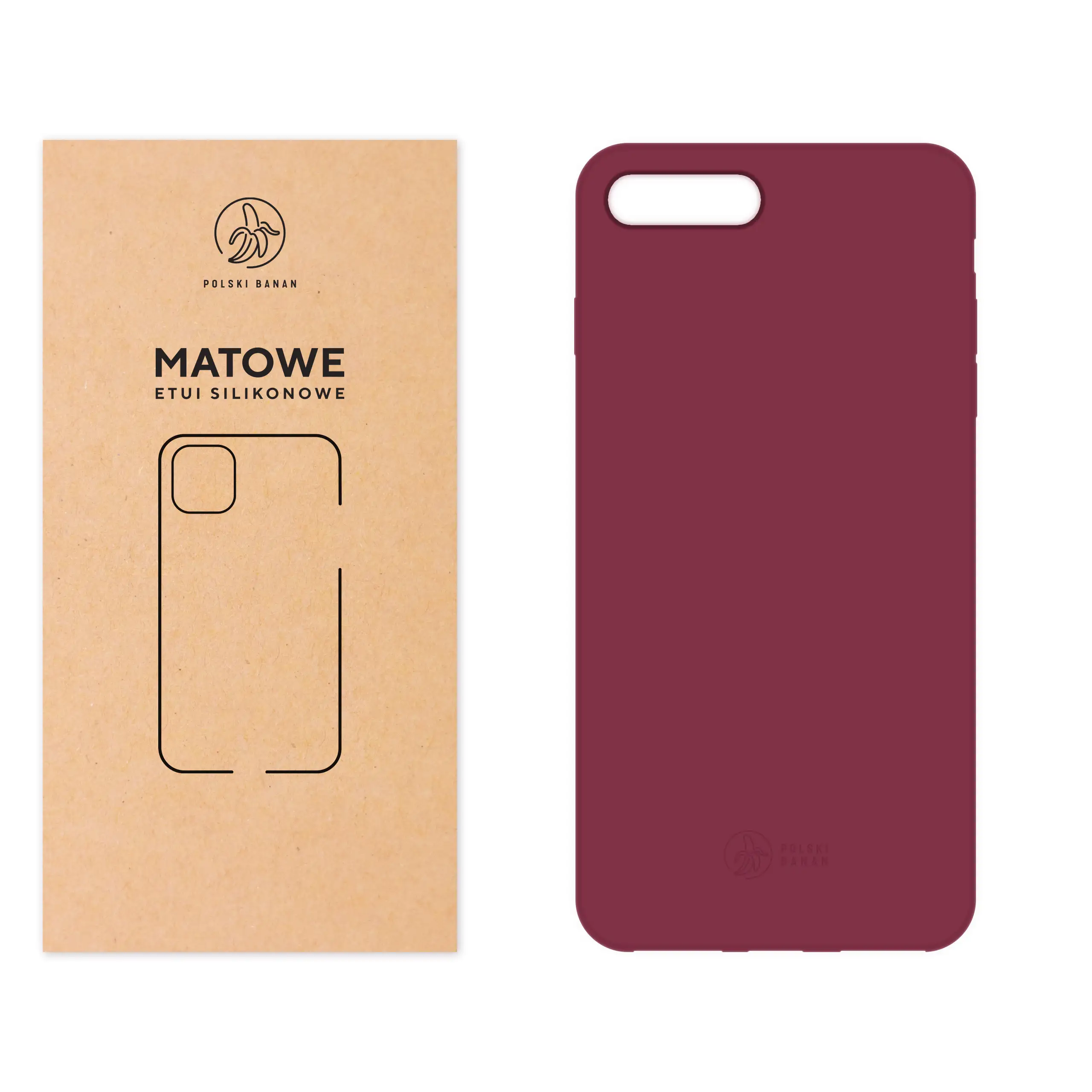 Etui silikonowe matowe wiśniowe Polski Banan do Apple iPhone 7 PLUS / 8 PLUS