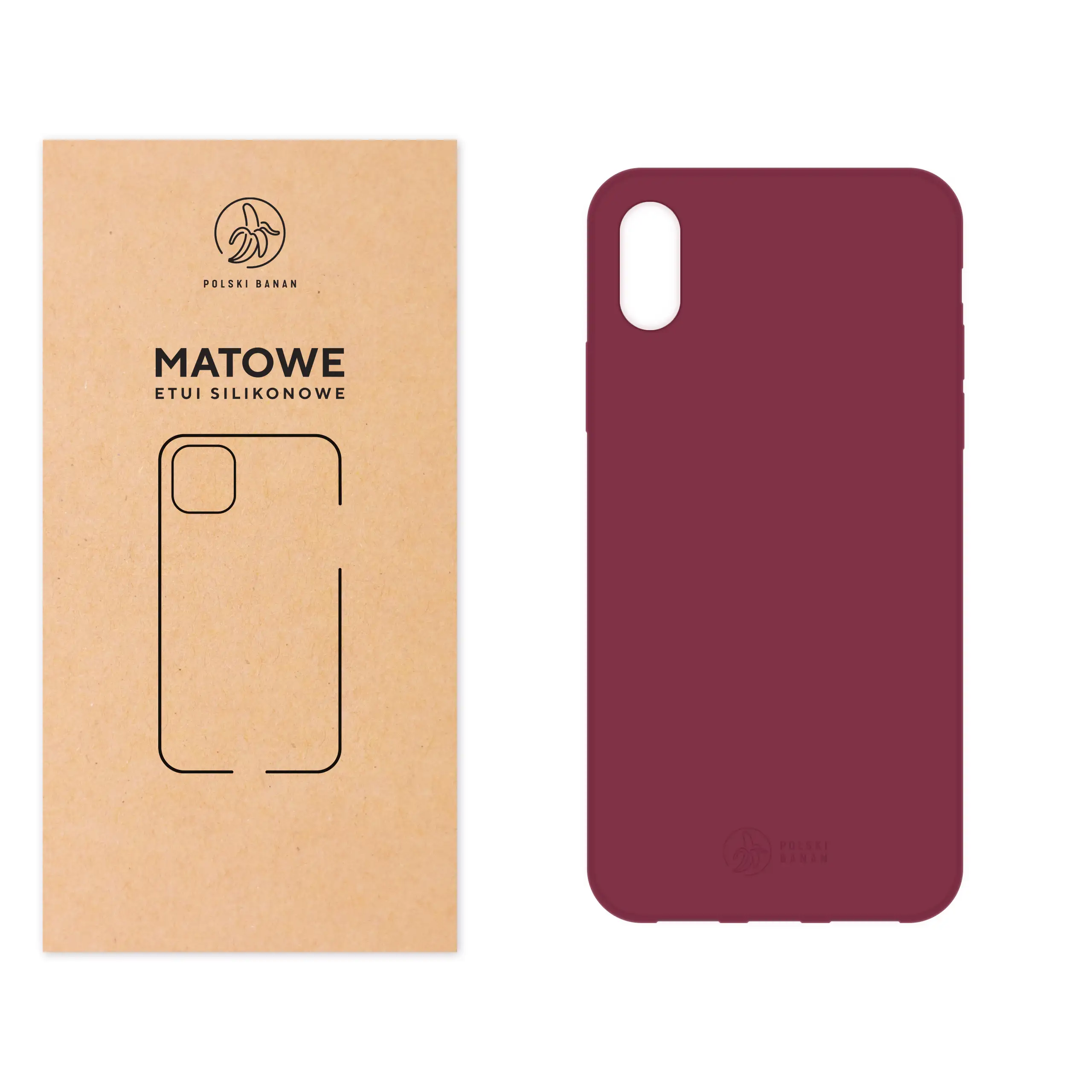 Etui silikonowe matowe wiśniowe Polski Banan do Apple iPhone X / Xs