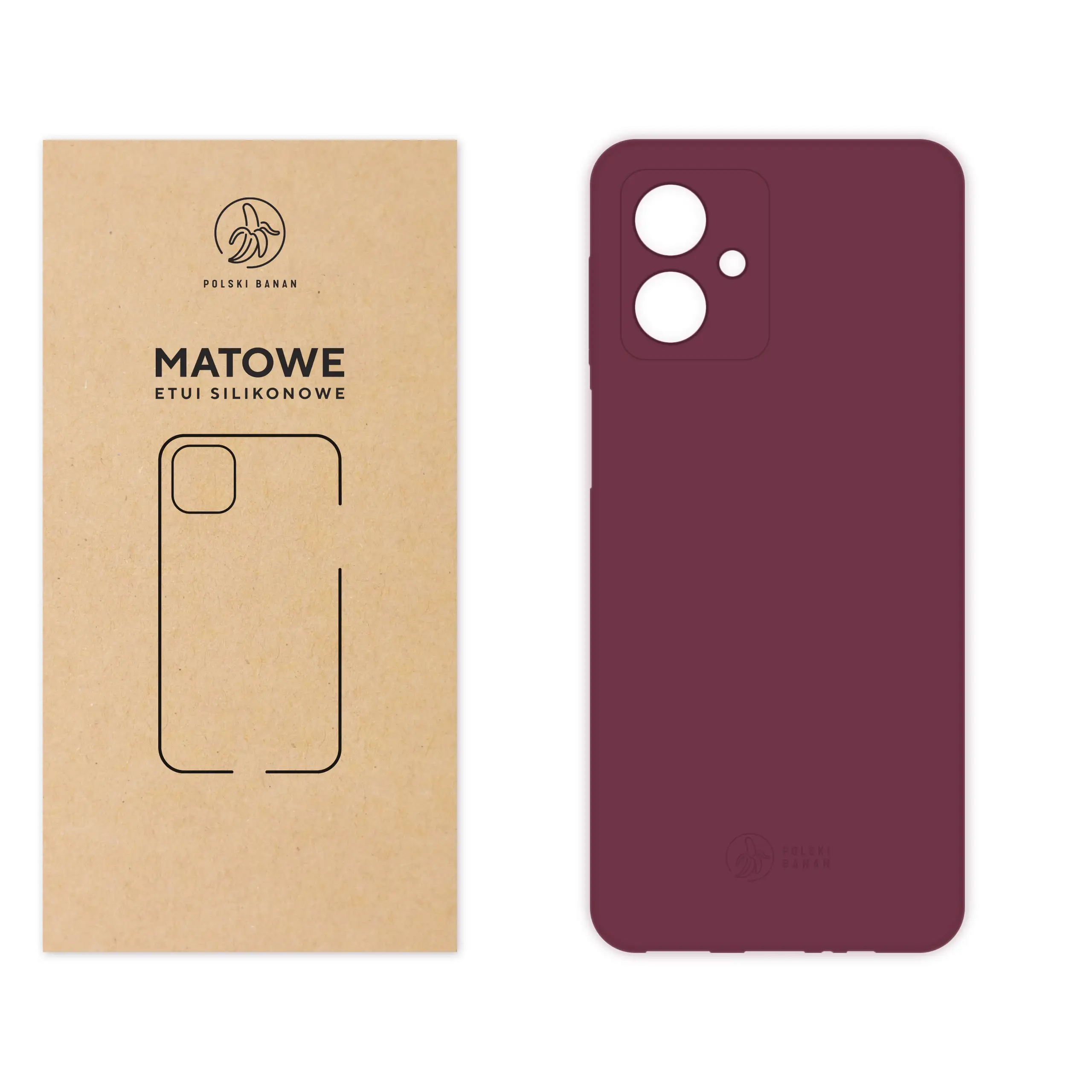 Etui silikonowe matowe wiśniowe Polski Banan do Motorola Moto G54 5G / G54 Power Edition