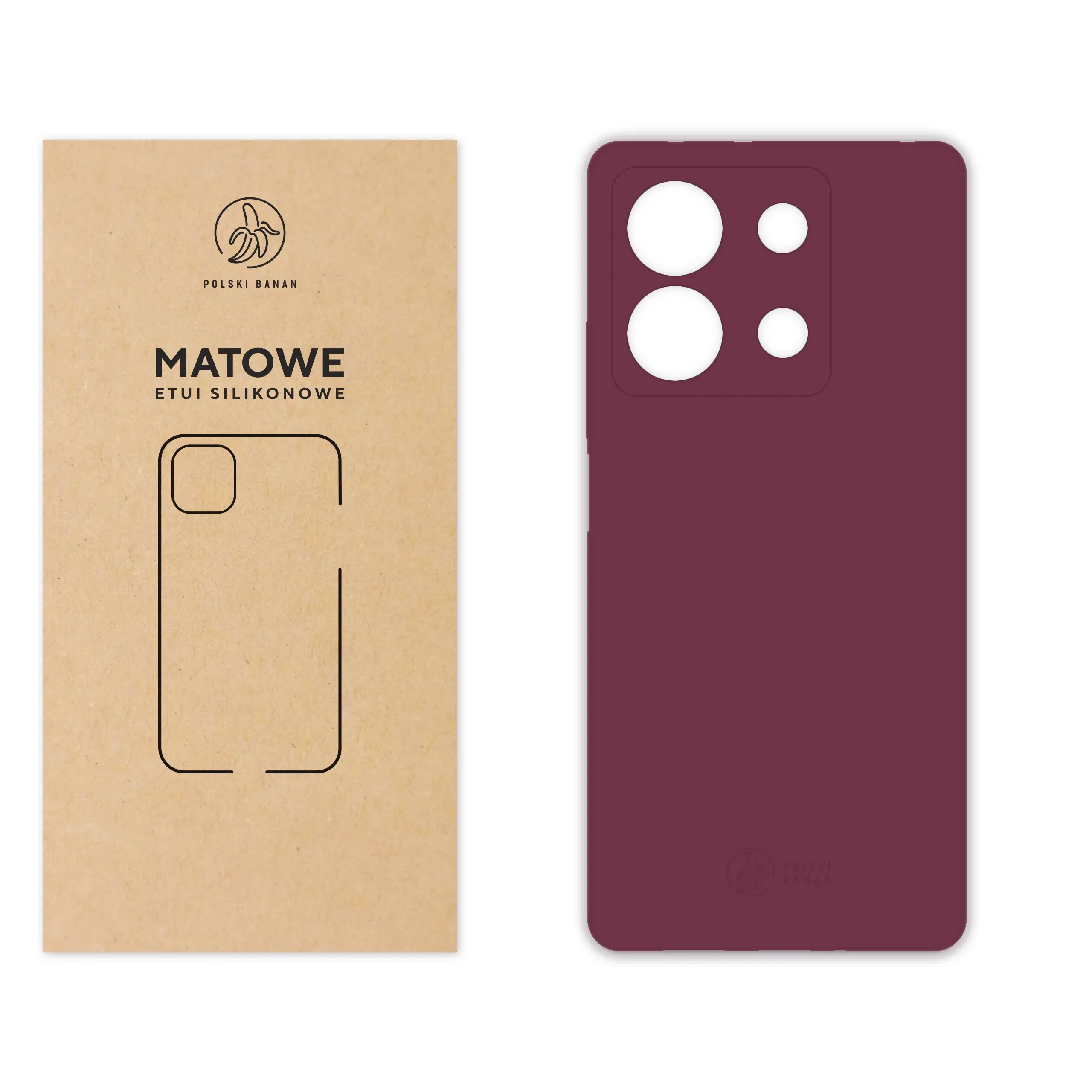 Etui silikonowe matowe wiśniowe Polski Banan do Xiaomi Redmi Note 13 5G