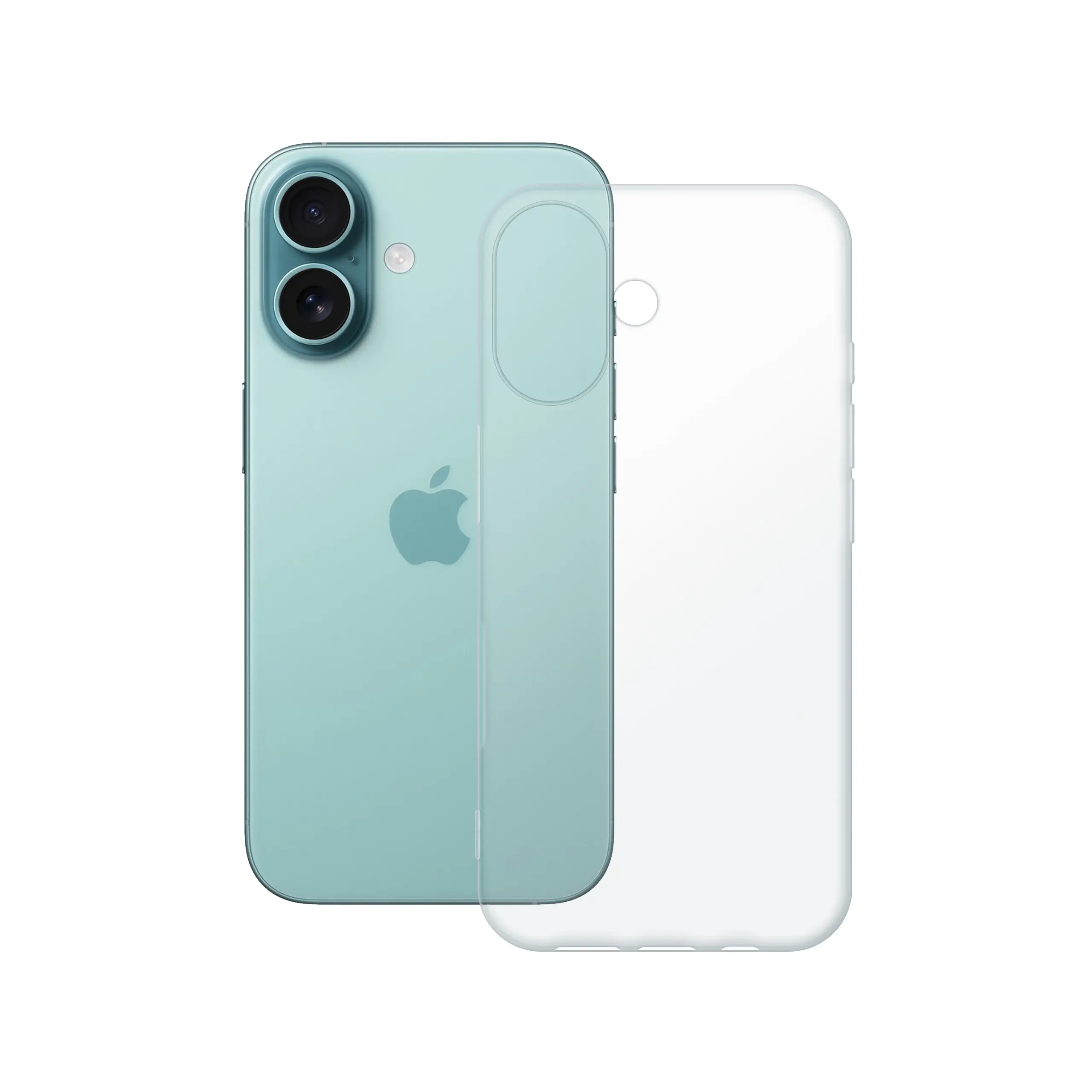 Etui silikonowe przezroczyste Polski Banan obok telefonu Apple iPhone 16
