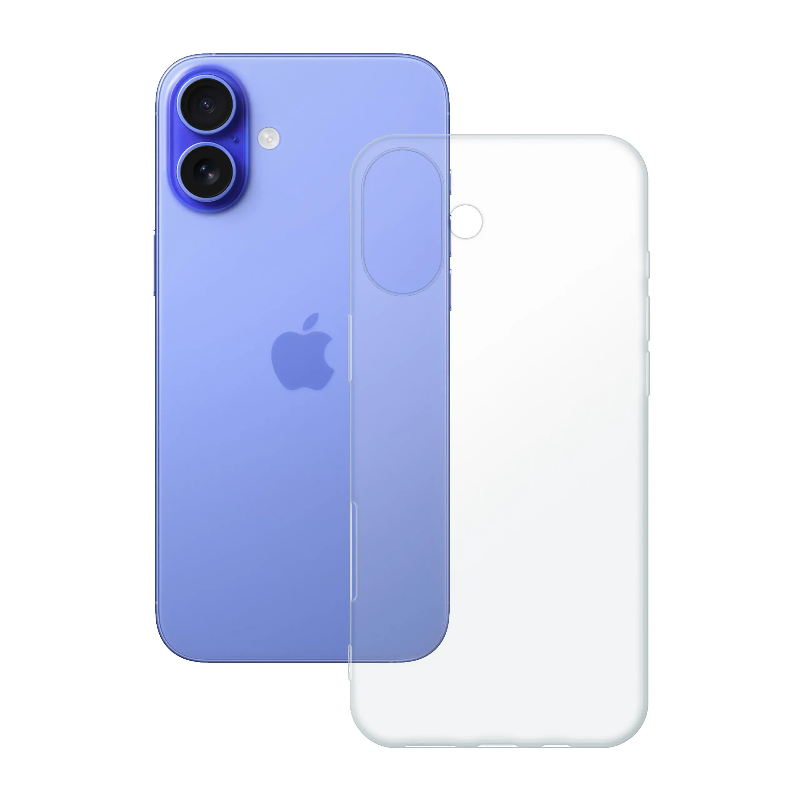 Etui silikonowe przezroczyste Polski Banan obok telefonu Apple iPhone 16 Plus