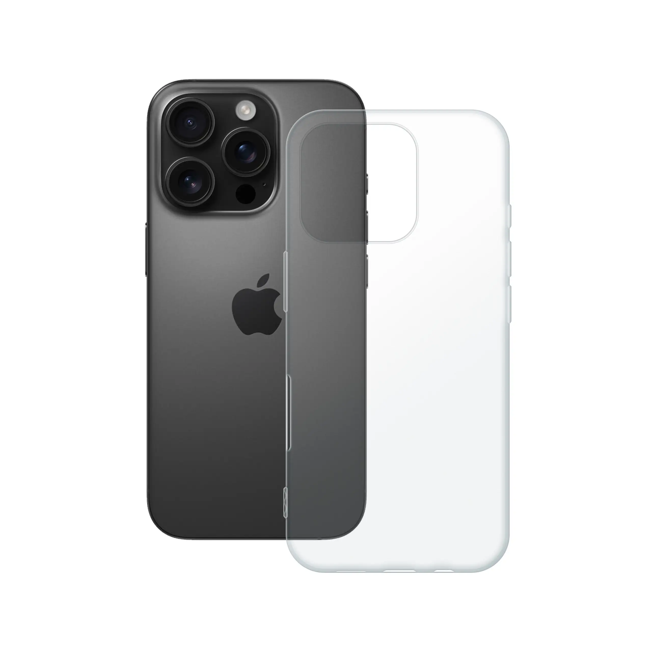 Etui silikonowe przezroczyste Polski Banan obok telefonu Apple iPhone 16 Pro