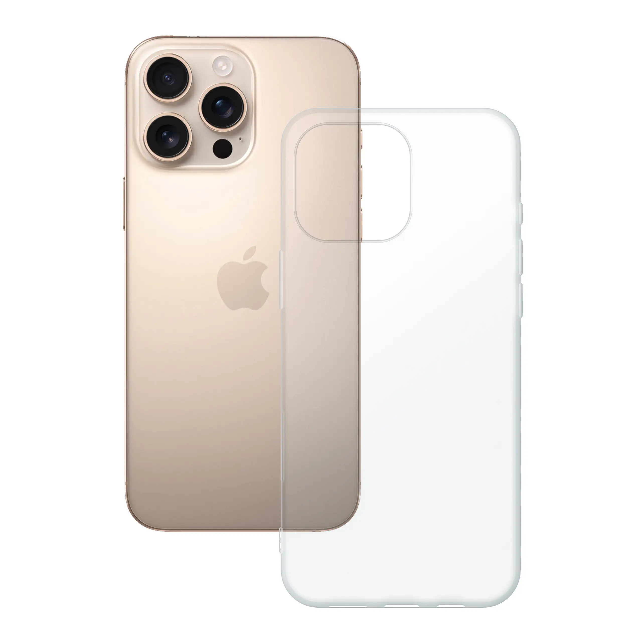 Etui silikonowe przezroczyste Polski Banan obok telefonu Apple iPhone 16 Pro Max