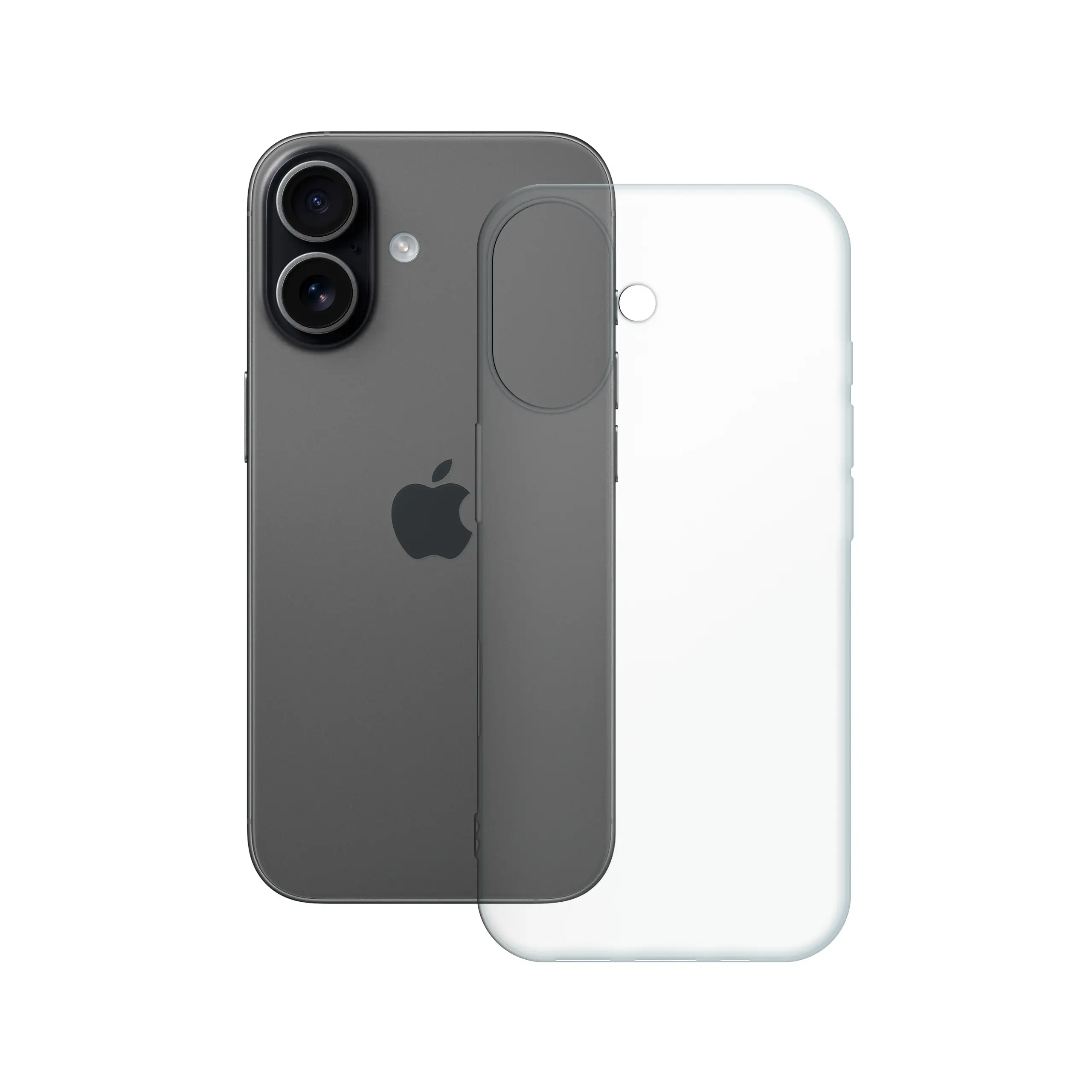 Etui silikonowe przezroczyste Polski Banan obok telefonu Apple iPhone 17